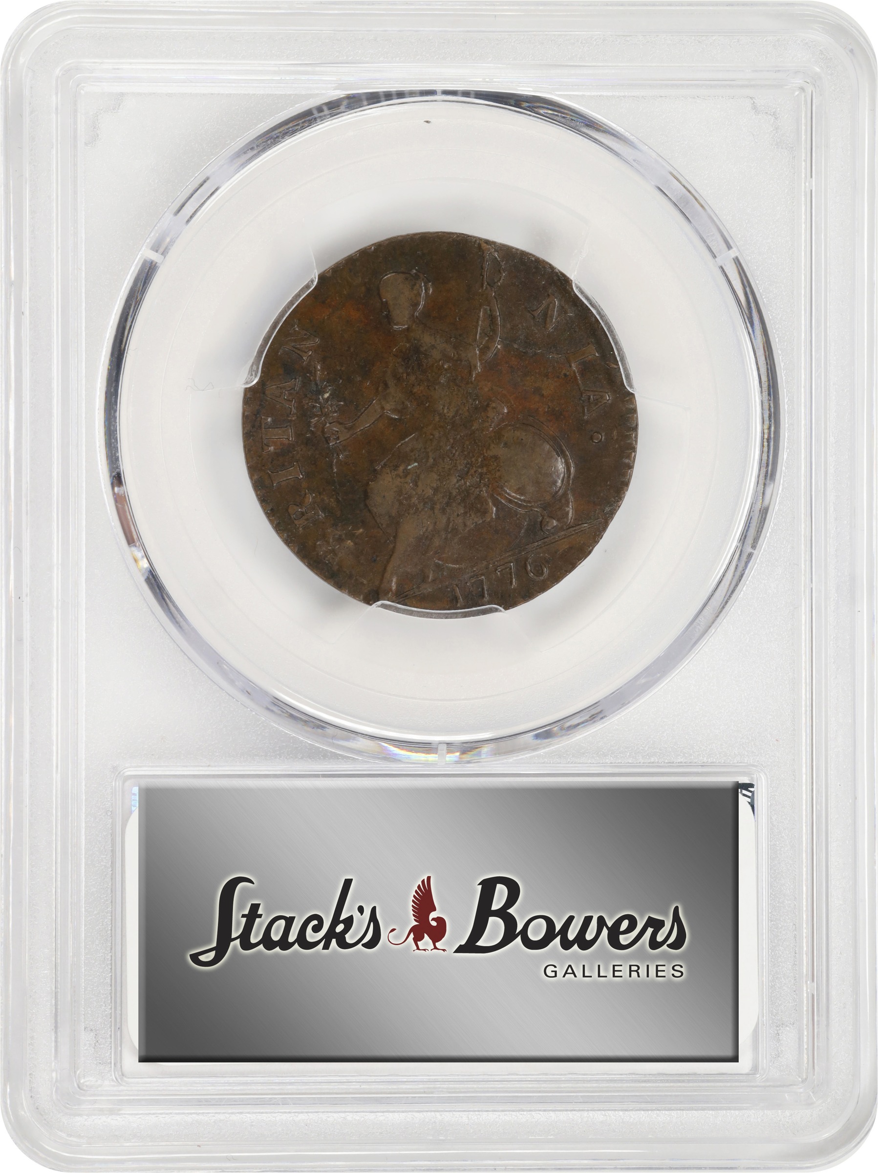 image for: 1776 Machin's Mills Halfpenny. Vlack 6-76A, W-7790. Rarity-4. GEORGIVS III, Group I, Large Date. AU-55 (PCGS).