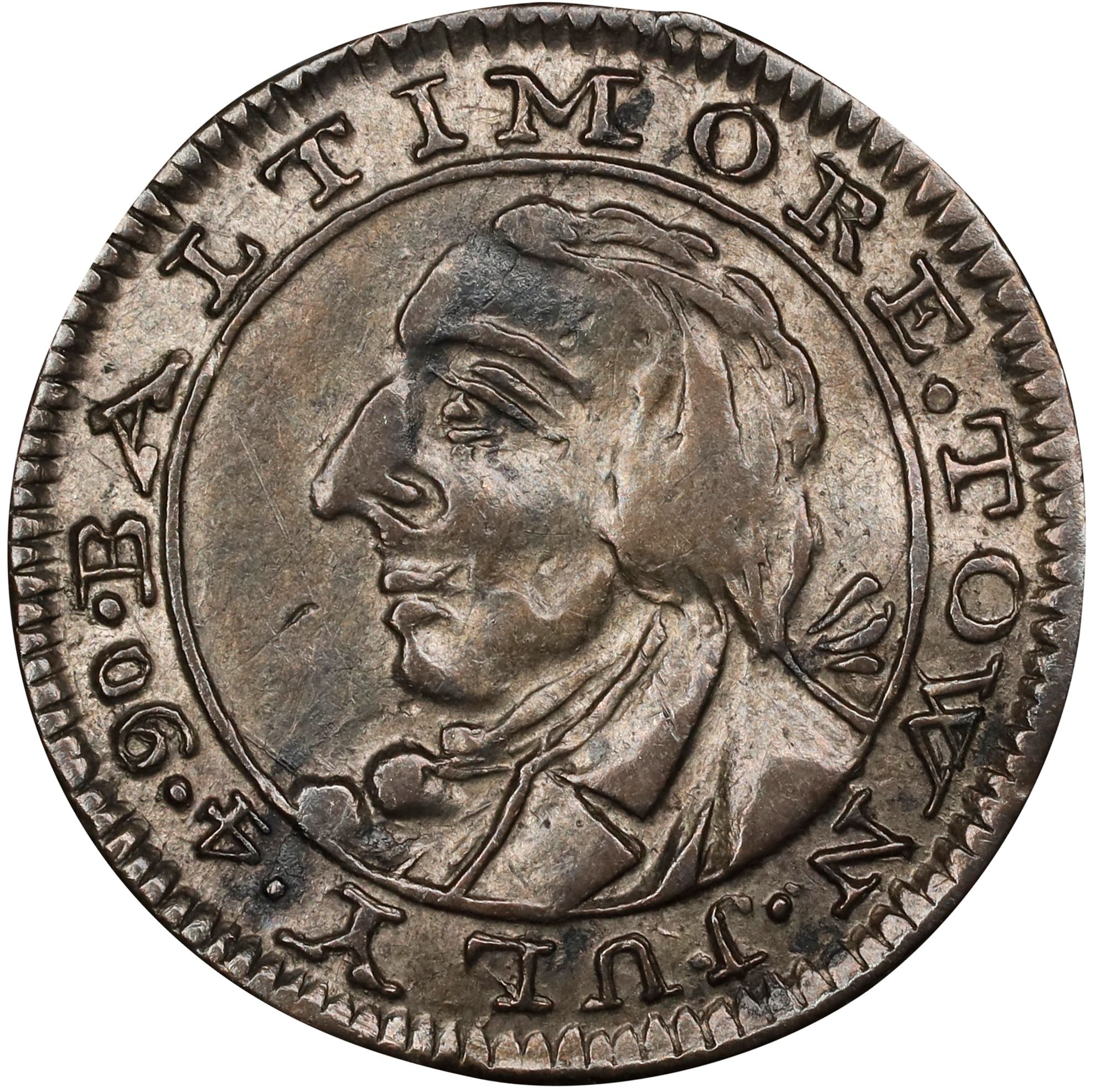 image for: 1790 Standish Barry Threepence. W-8510. Rarity-6. AU-50 (PCGS).