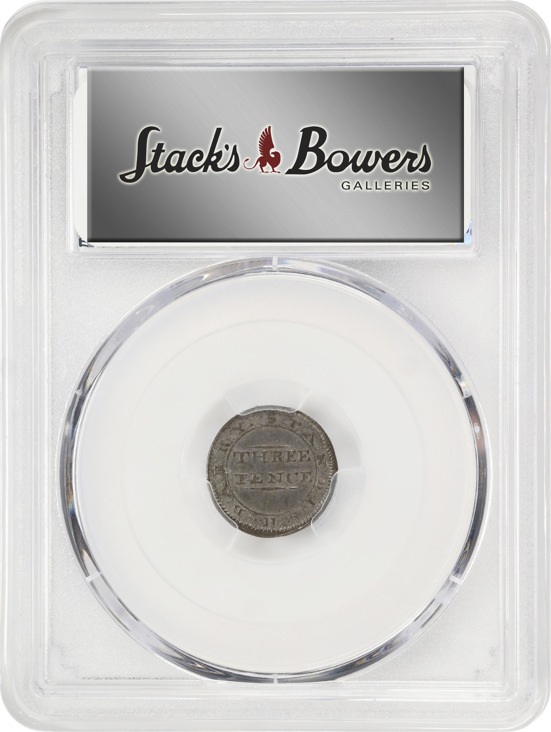 image for: 1790 Standish Barry Threepence. W-8510. Rarity-6. AU-50 (PCGS).