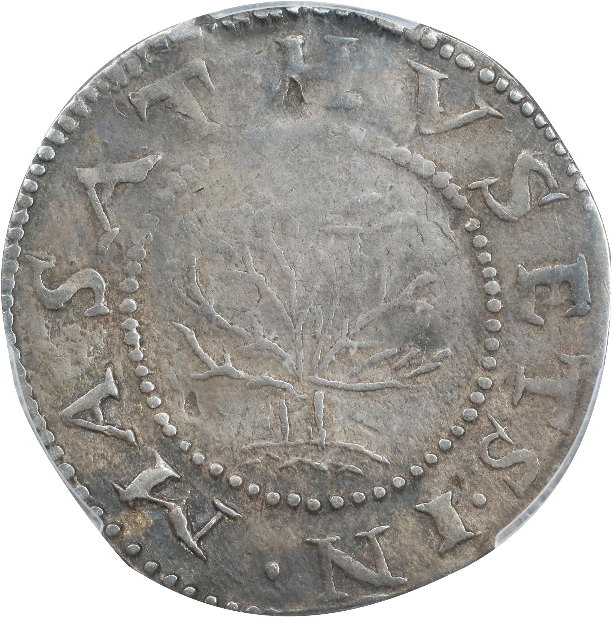 image for: 1652 Oak Tree Shilling. Noe-8, Salmon 6-E, W-490. Rarity-6+. IN at Bottom. VF-35 (PCGS).
