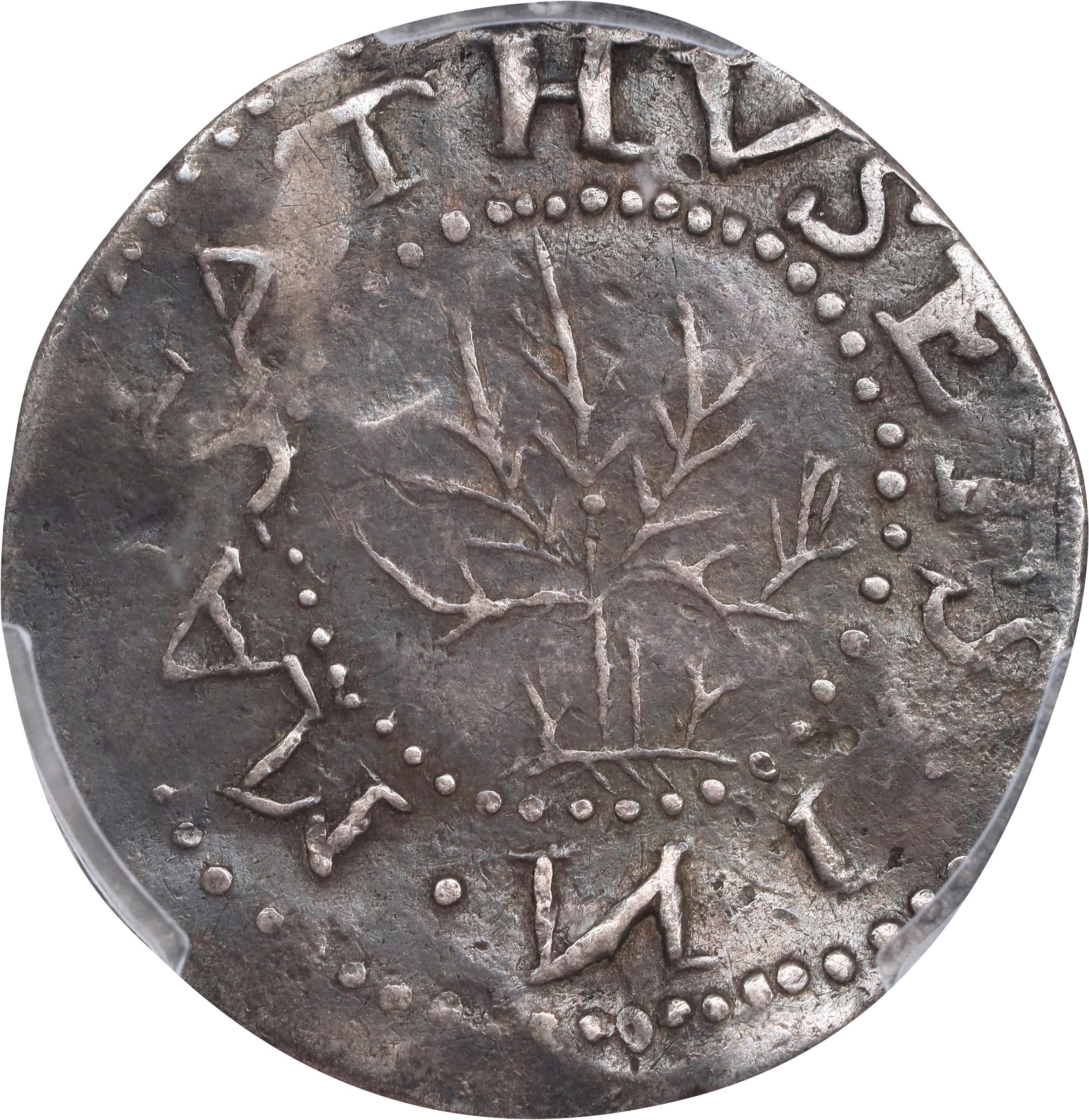 image for: 1652 Oak Tree Sixpence. Noe-22, Salmon 2b-B, W-400. Rarity-5. IN on Obverse. EF-45 (PCGS).