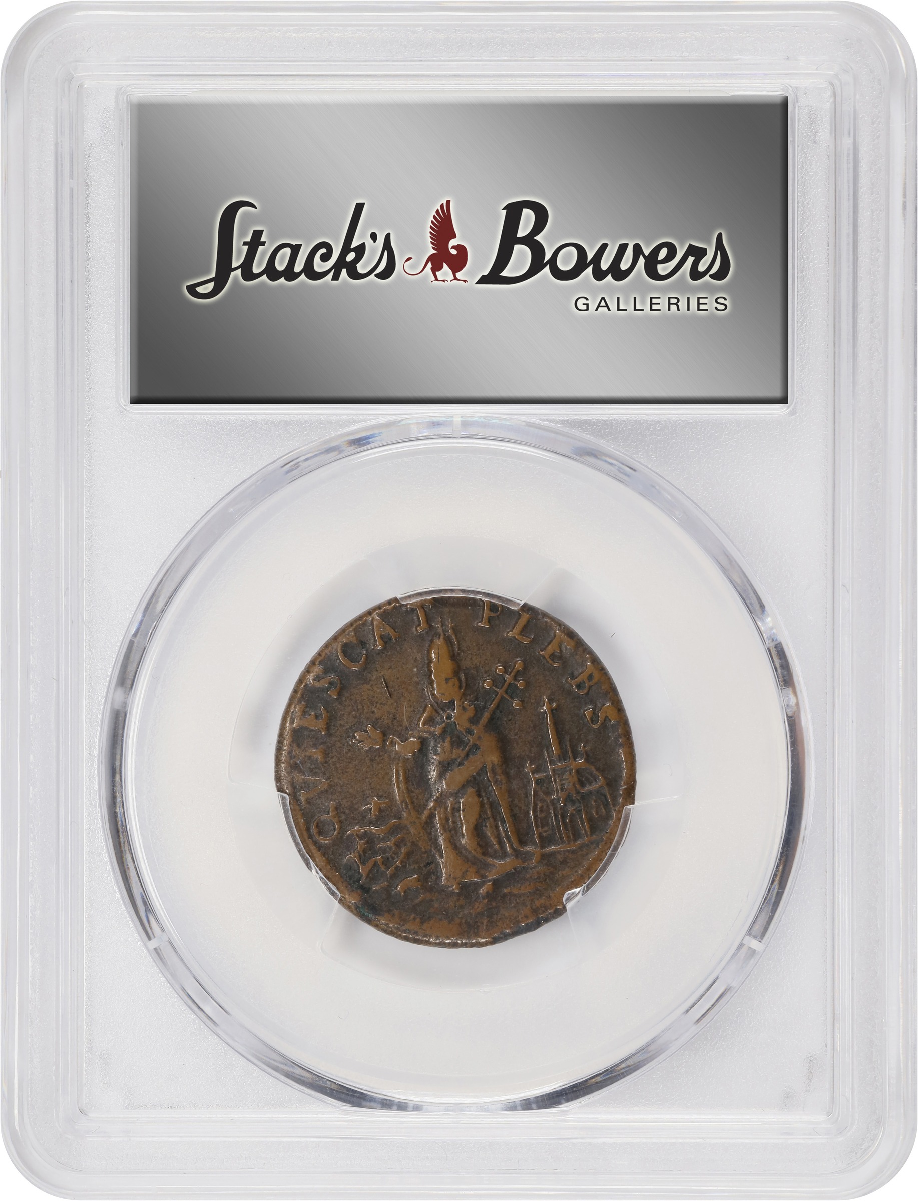 image for: Undated (ca. 1652-1674) St. Patrick Farthing. Martin 6b.1-Ba.8, W-11500. Rarity-6. Copper. Annulet, Small 8, and Martlet Below King. EF-40 (PCGS).