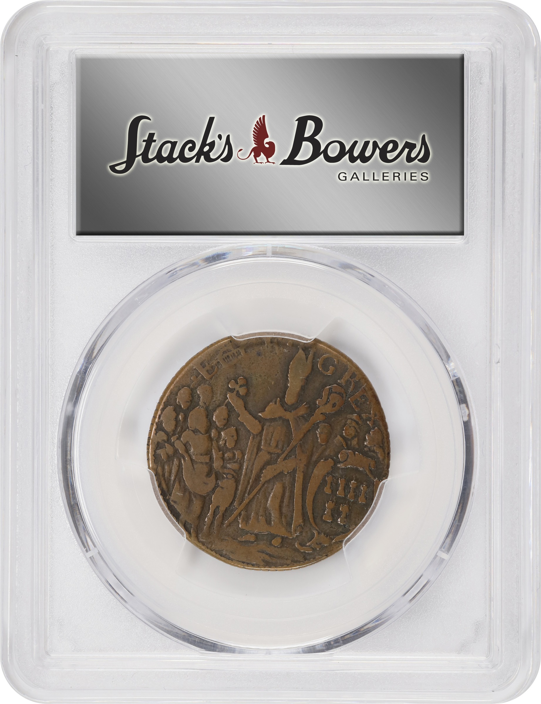 image for: Undated (ca. 1652-1674) St. Patrick Halfpenny. Martin 3-C, W-11540. Rarity-6+. Large Letters. VF-30 (PCGS).