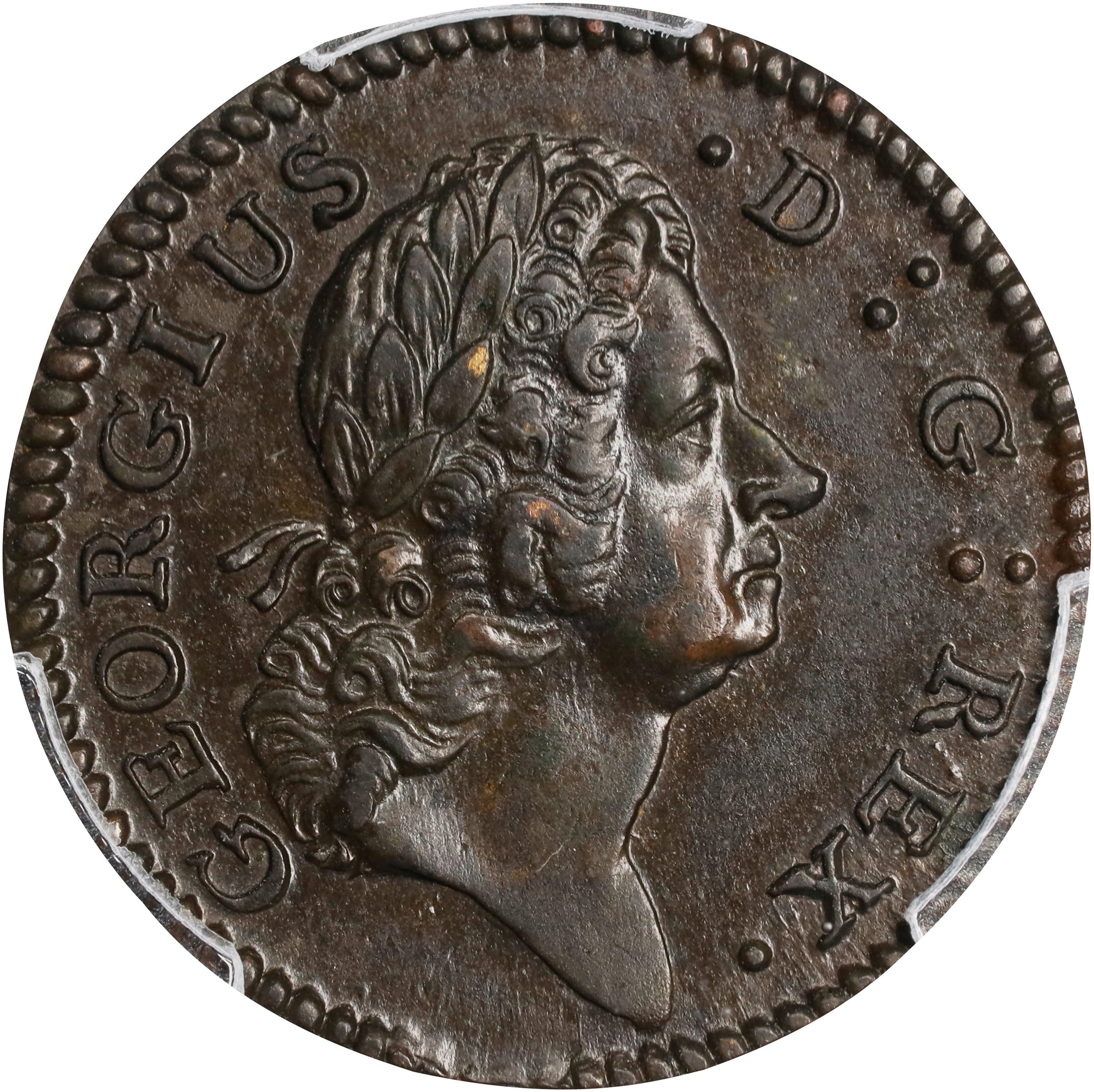 image for: 1722 Rosa Americana Halfpenny. Martin 2.1-B.1, W-1218. Rarity-4. D:G:REX / ROSA AMERI. UTILE DULCI. MS-61 (PCGS).