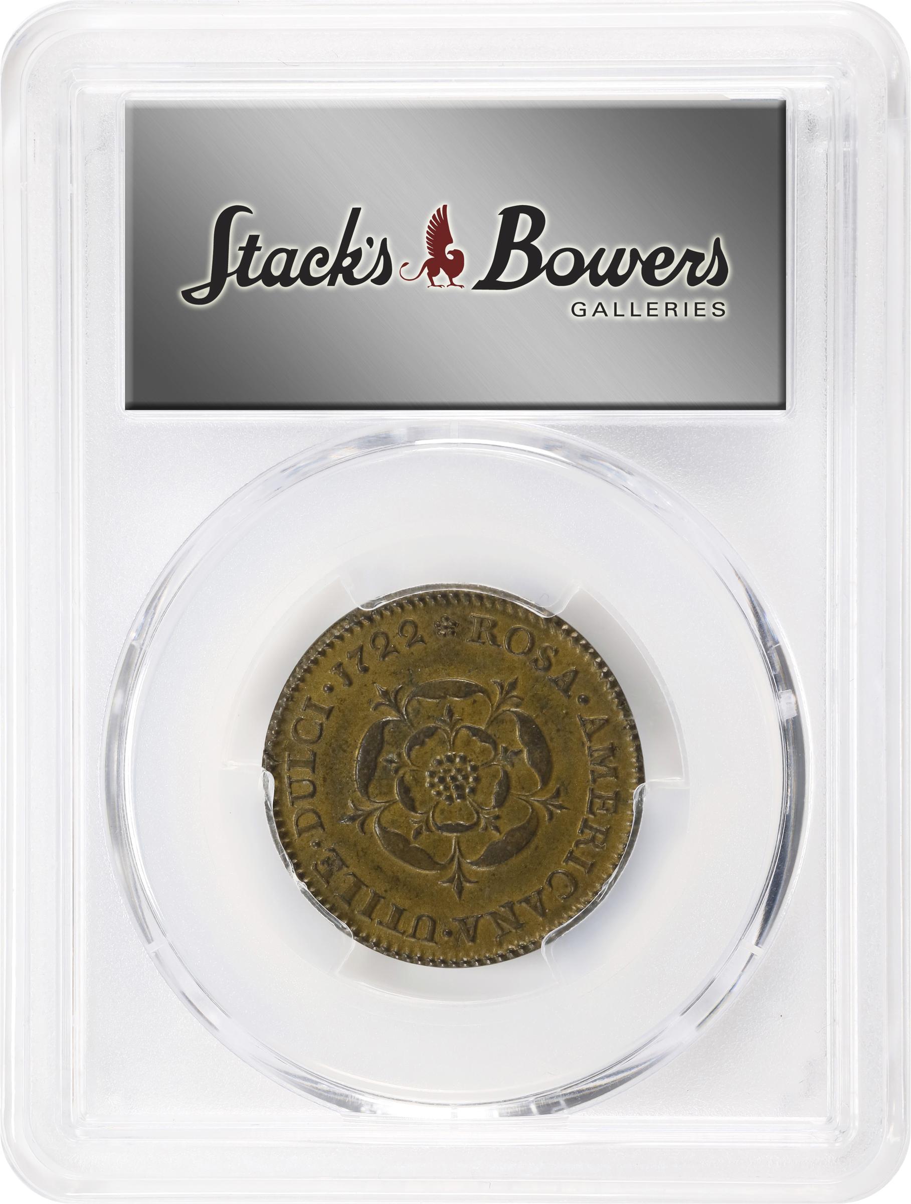 image for: 1722 Rosa Americana Penny. Martin 2.15-C.5, W-1264. Rarity-5. UTILE DULCI. MS-62 (PCGS).