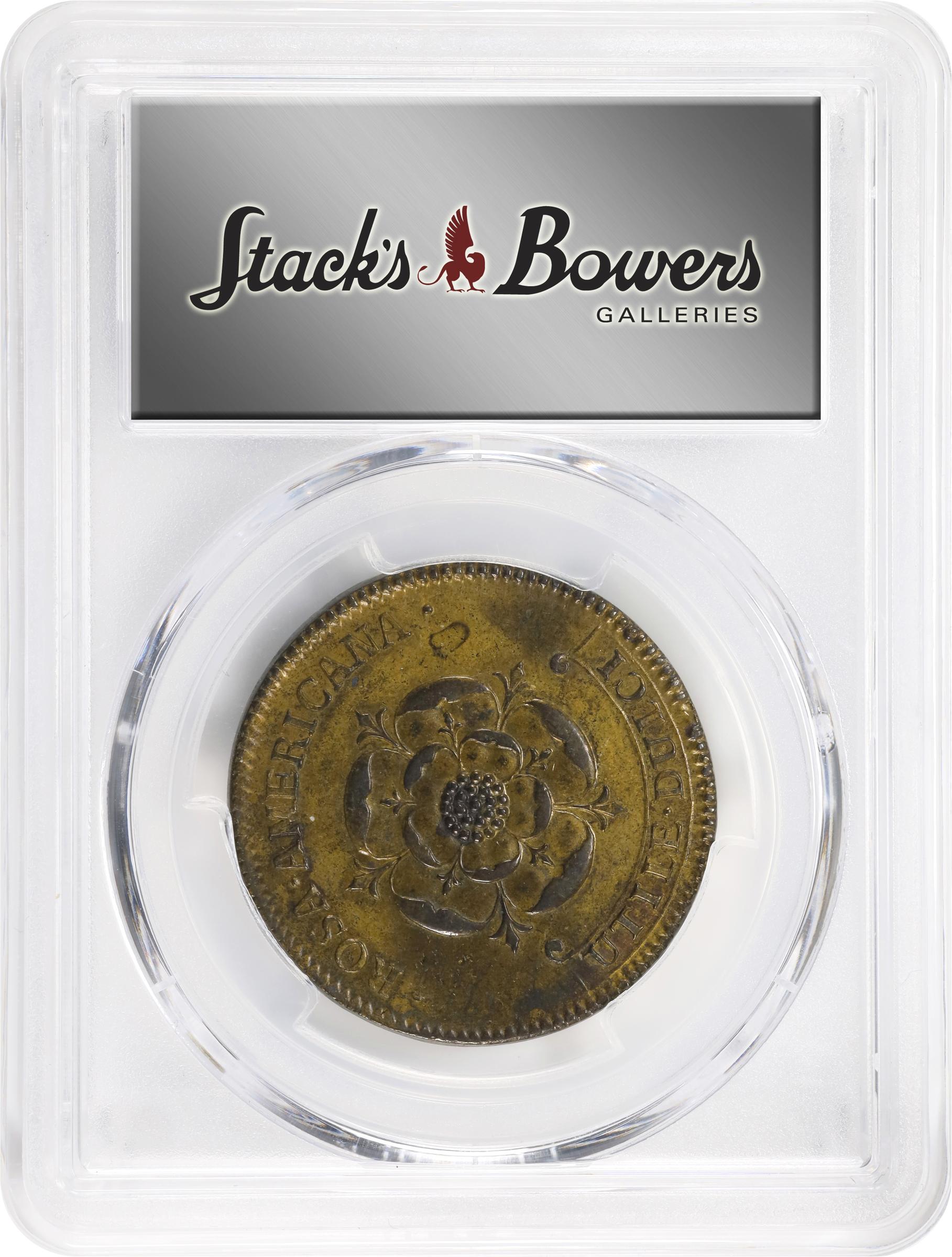 image for: Undated (1722) Rosa Americana Twopence. Martin 2.1-B.1, W-1322. Rarity-3. Motto in Ribbon. MS-62 (PCGS).