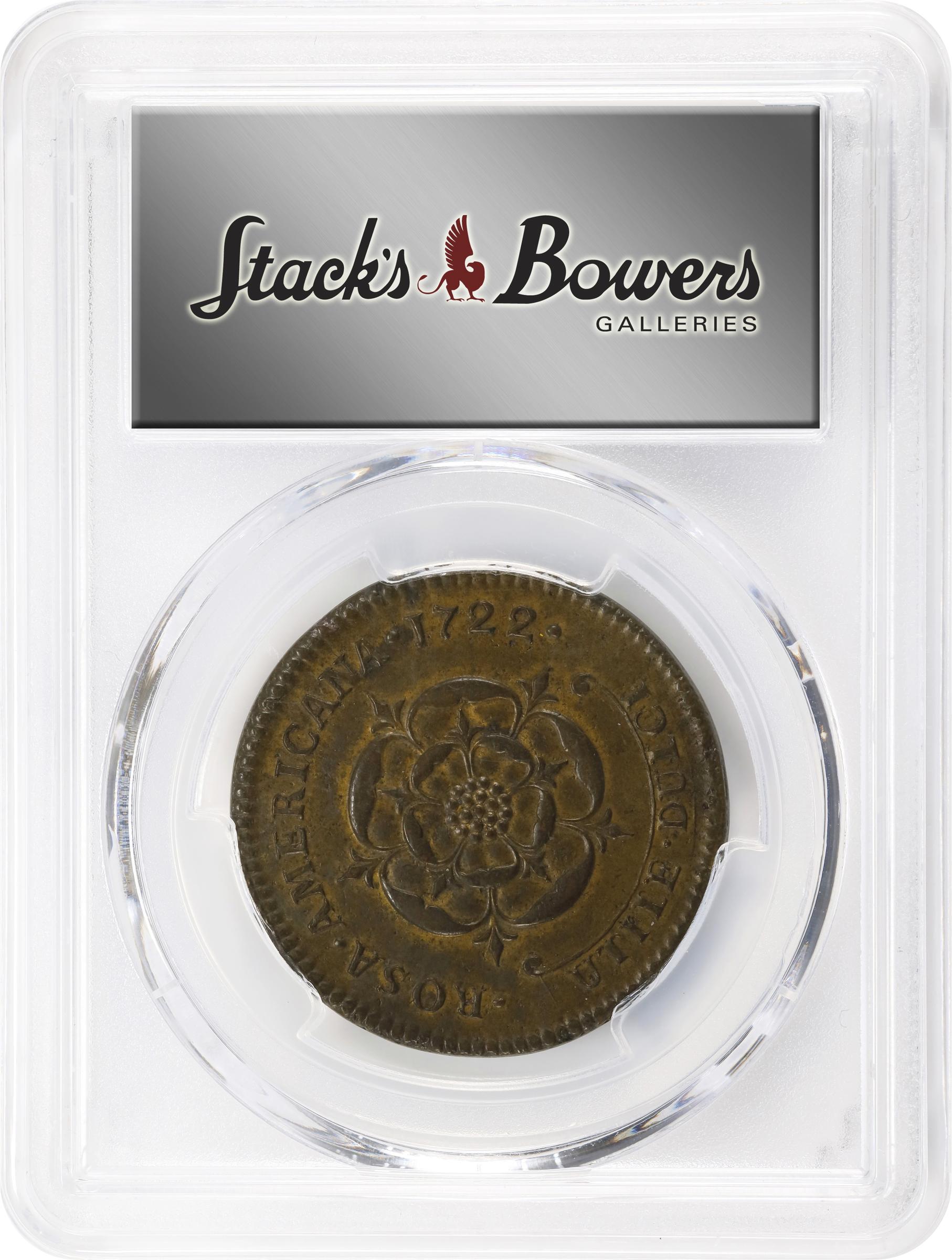 image for: 1722 Rosa Americana Twopence. Martin 3.12-C.2, W-1326. Rarity-3. Period After REX. MS-62 (PCGS).