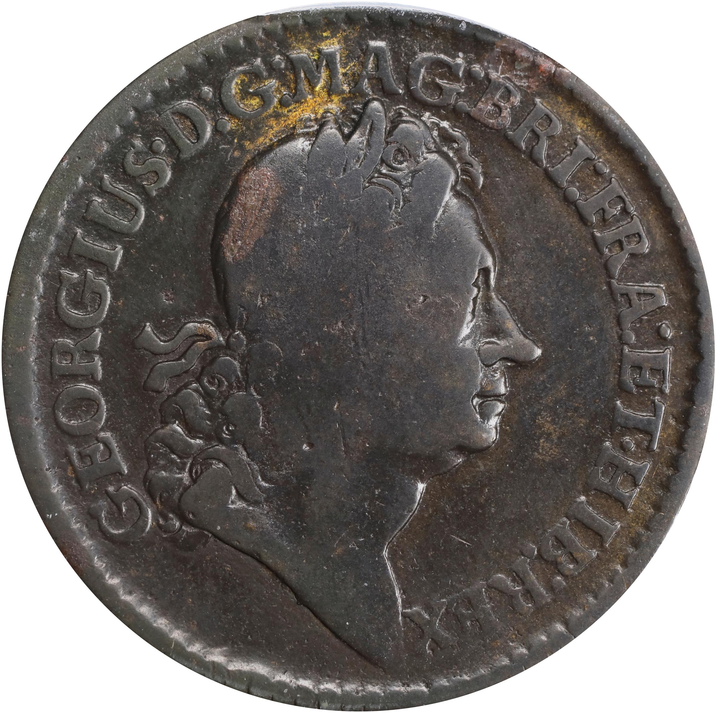 image for: 1722 Rosa Americana Twopence. Martin 4.4-C.1, W-1330. Rarity-5. No Period After REX. VG-10 (PCGS).