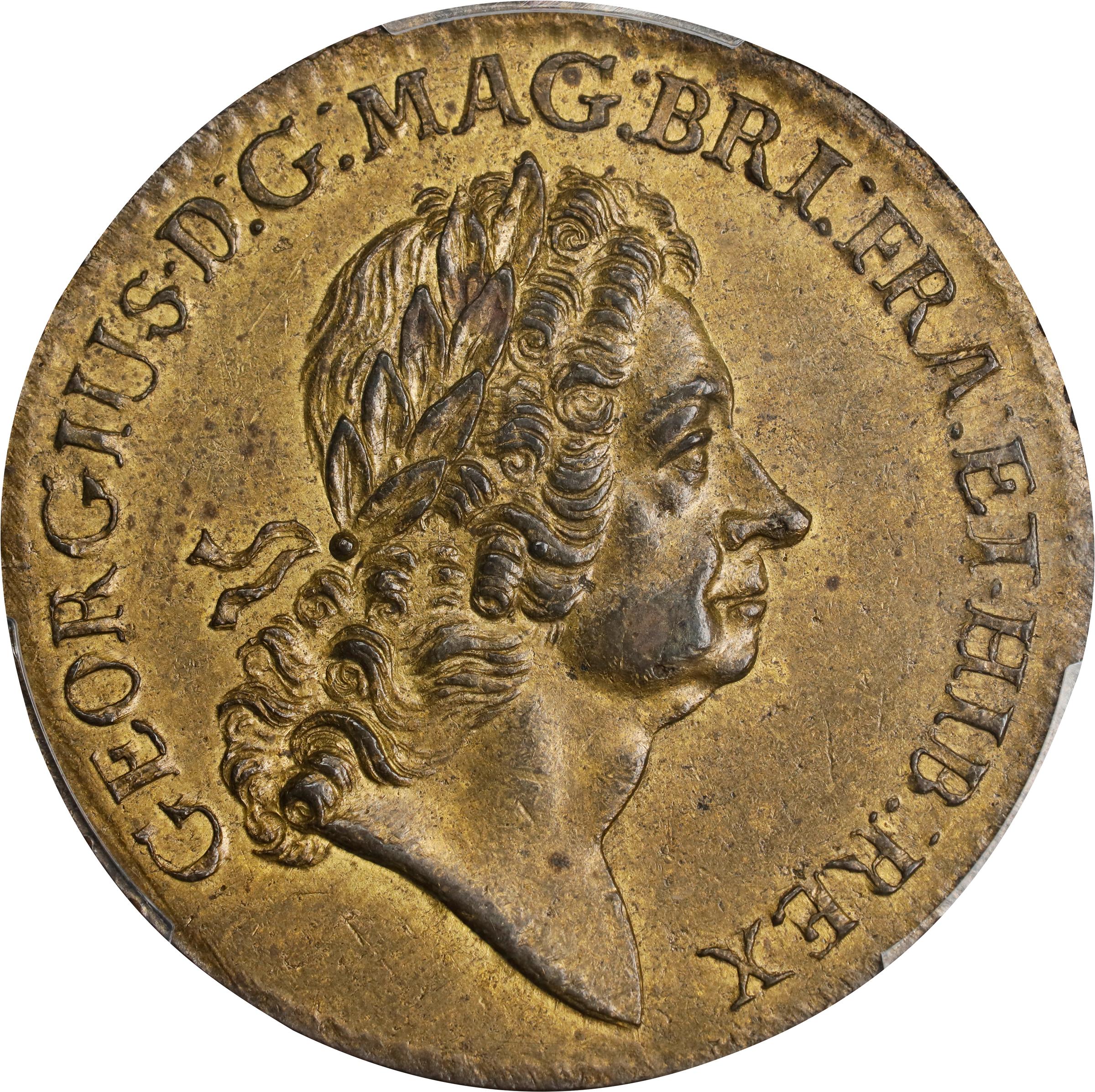 image for: 1723 Rosa Americana Twopence. Martin 4.6-E.12, W-1346. Rarity-6. MS-63 (PCGS).