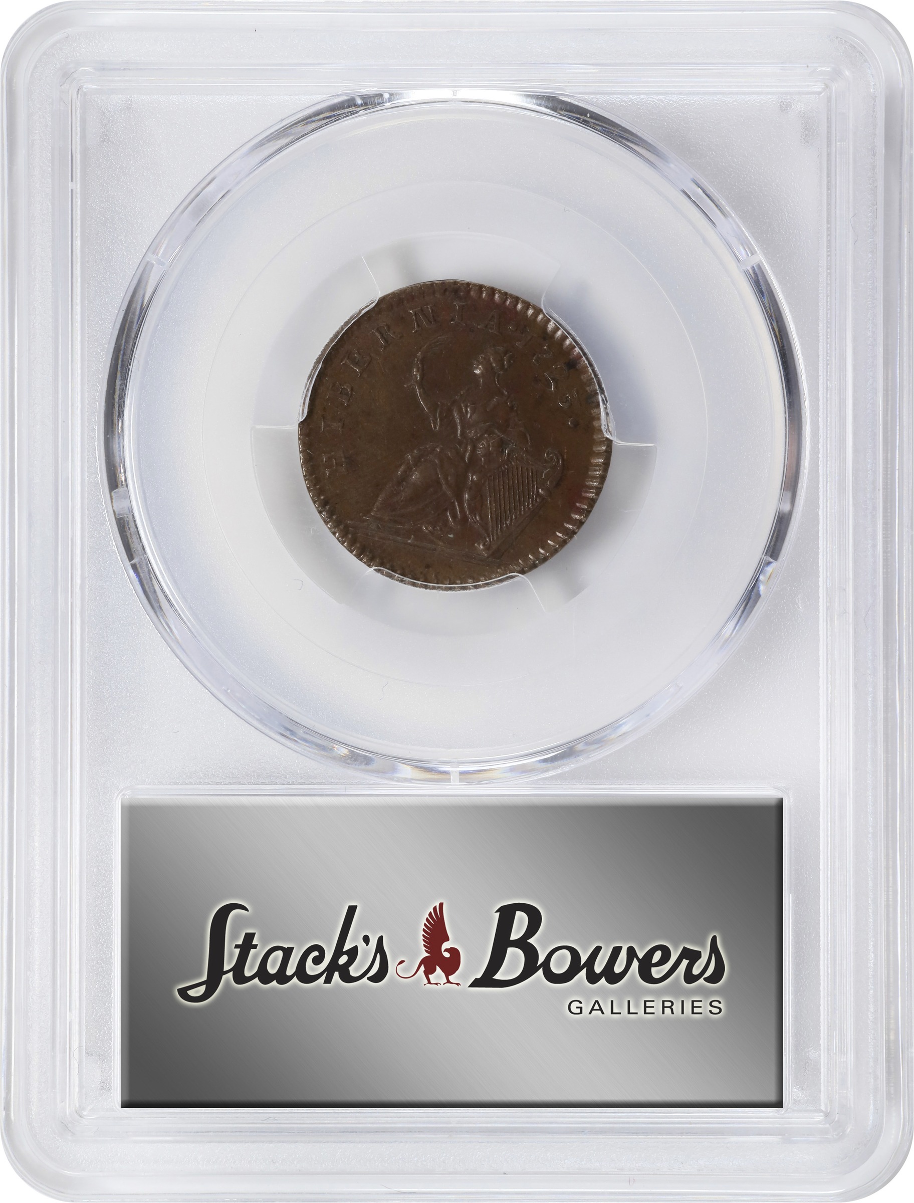 image for: 1723 Wood's Hibernia Farthing. Martin 1.1-Bc.1, W-12240. Rarity-5. D: G: REX. MS-62 BN (PCGS).