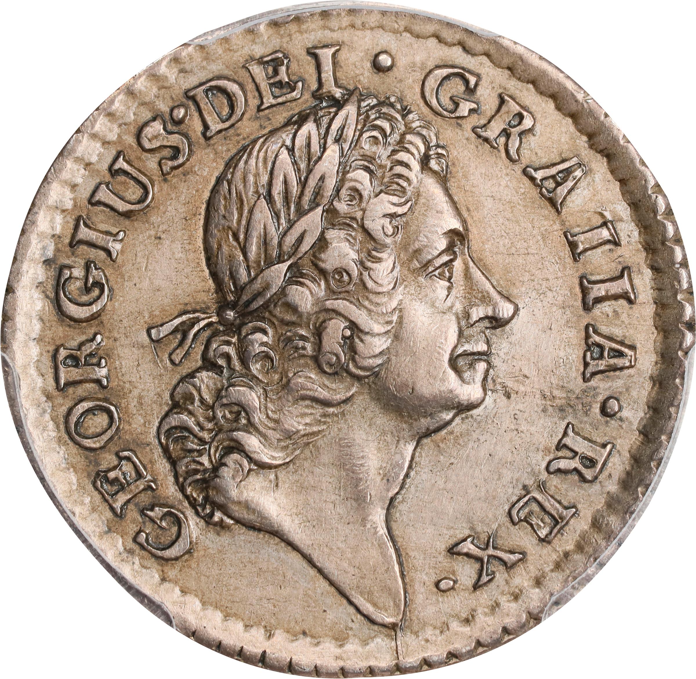 image for: 1723 Wood's Hibernia Farthing. Martin 3.2-Bc.10, W-12500. Rarity-5. Silver. Specimen-55 (PCGS).