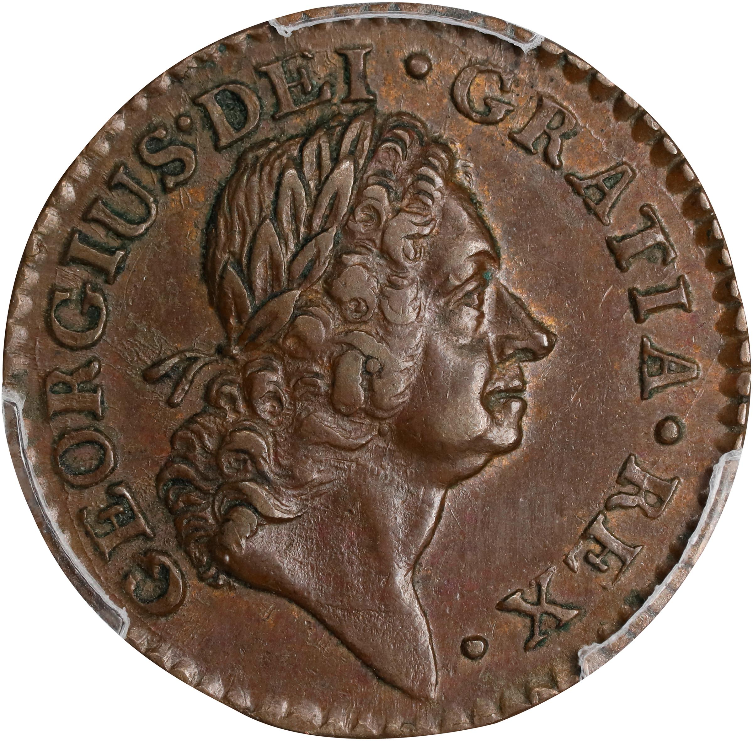 image for: 1724 Wood's Hibernia Farthing. Martin 3.9-D.1, W-12600. Rarity-4. AU-58 (PCGS).