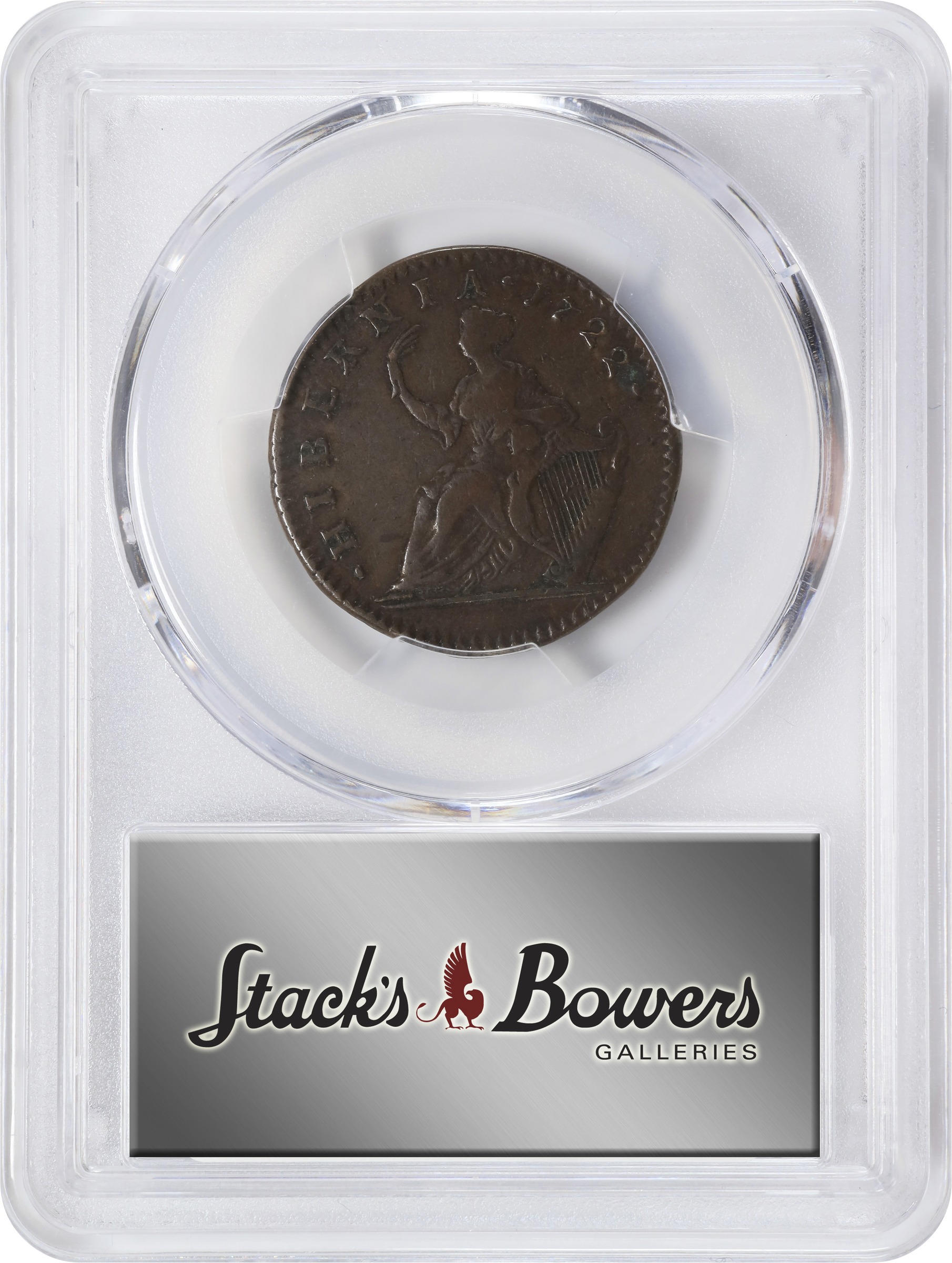image for: 1722 Wood's Hibernia Halfpenny. Martin 4.7-C.6, W-12810. Rarity-5. Second Type, Harp at Right. VF-35 (PCGS).