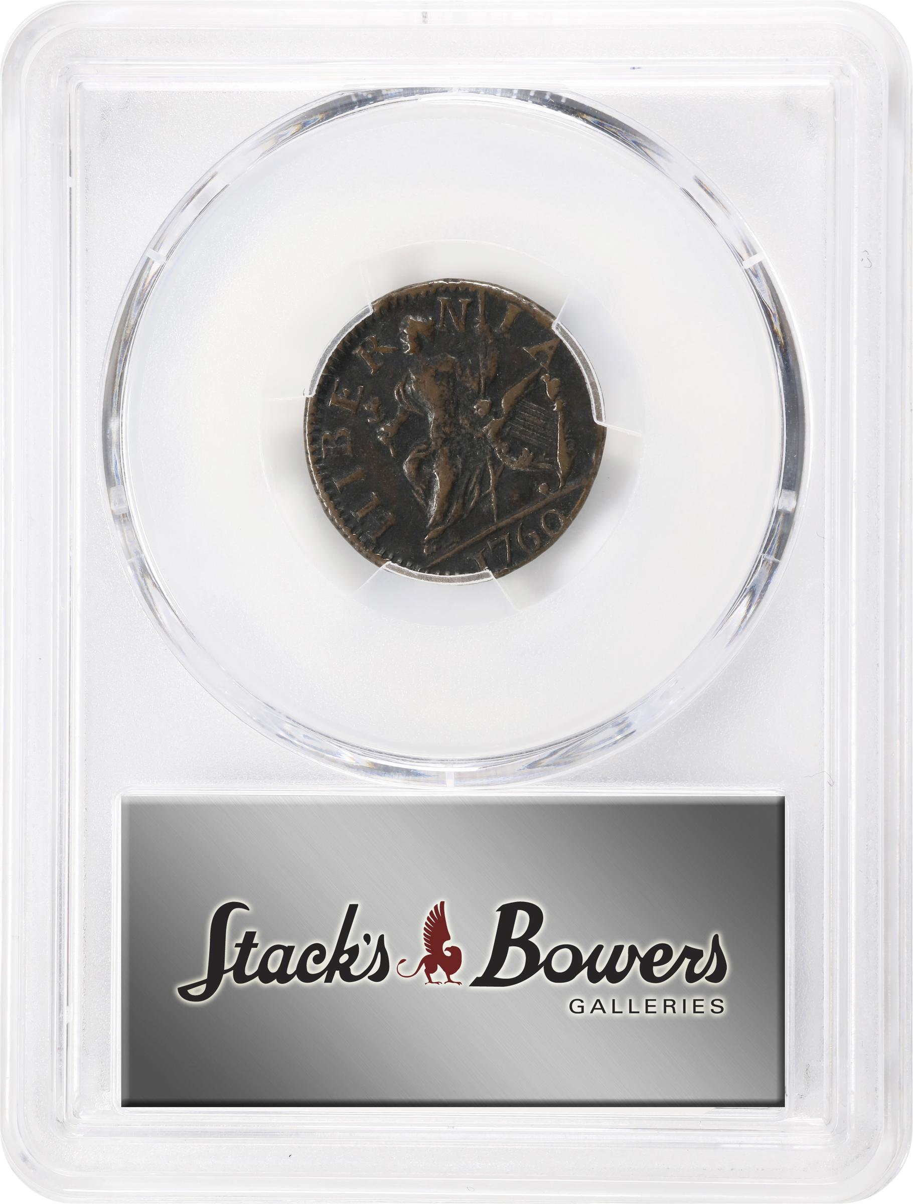 image for: 1760 Voce Populi Farthing. Nelson-1, W-13800. Rarity-5. Large Letters. AU-55 (PCGS).