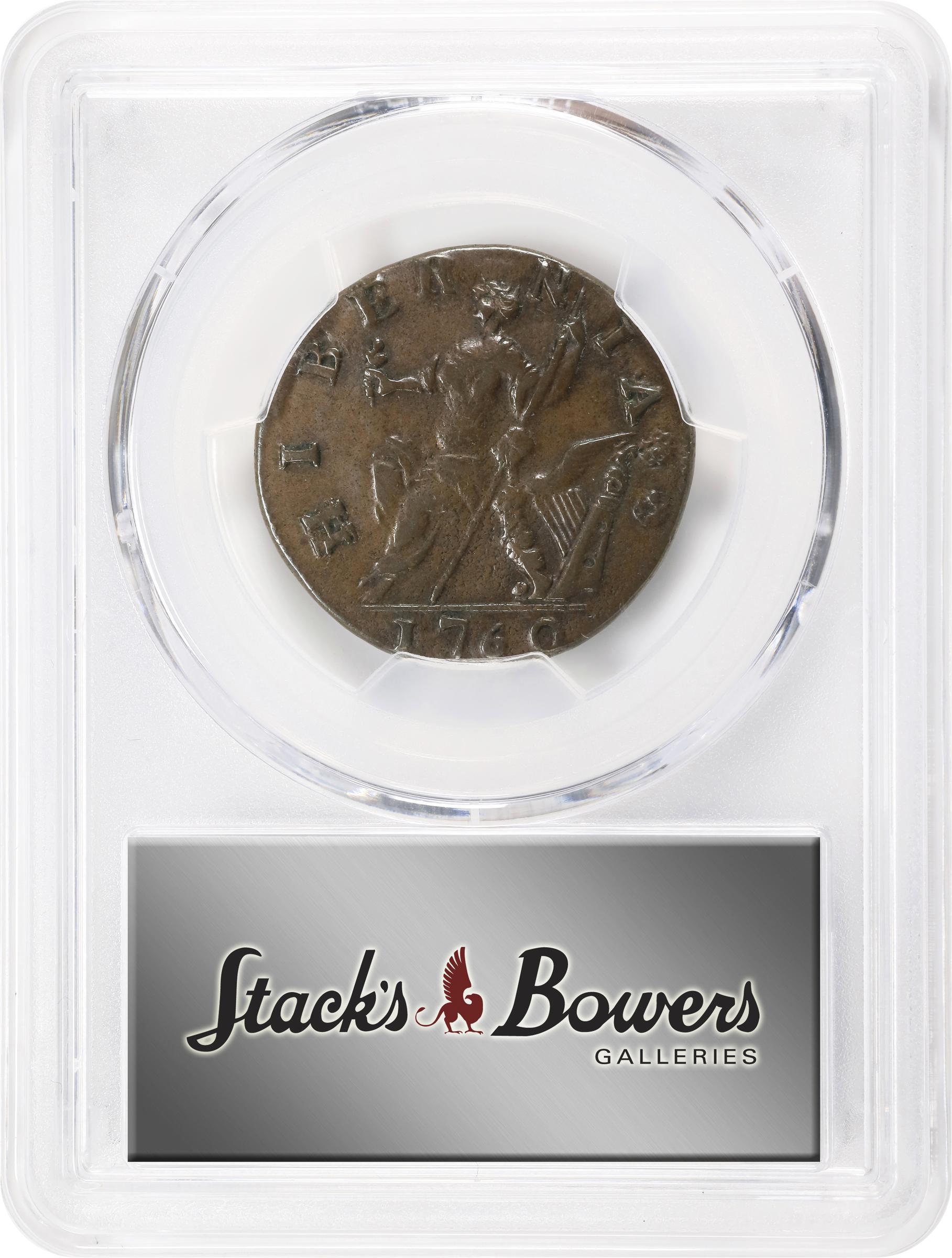 image for: 1760 Voce Populi Halfpenny. Nelson-11, Zelinka 14-L, W-13960. Rarity-4. P Below Bust. AU-55 (PCGS).