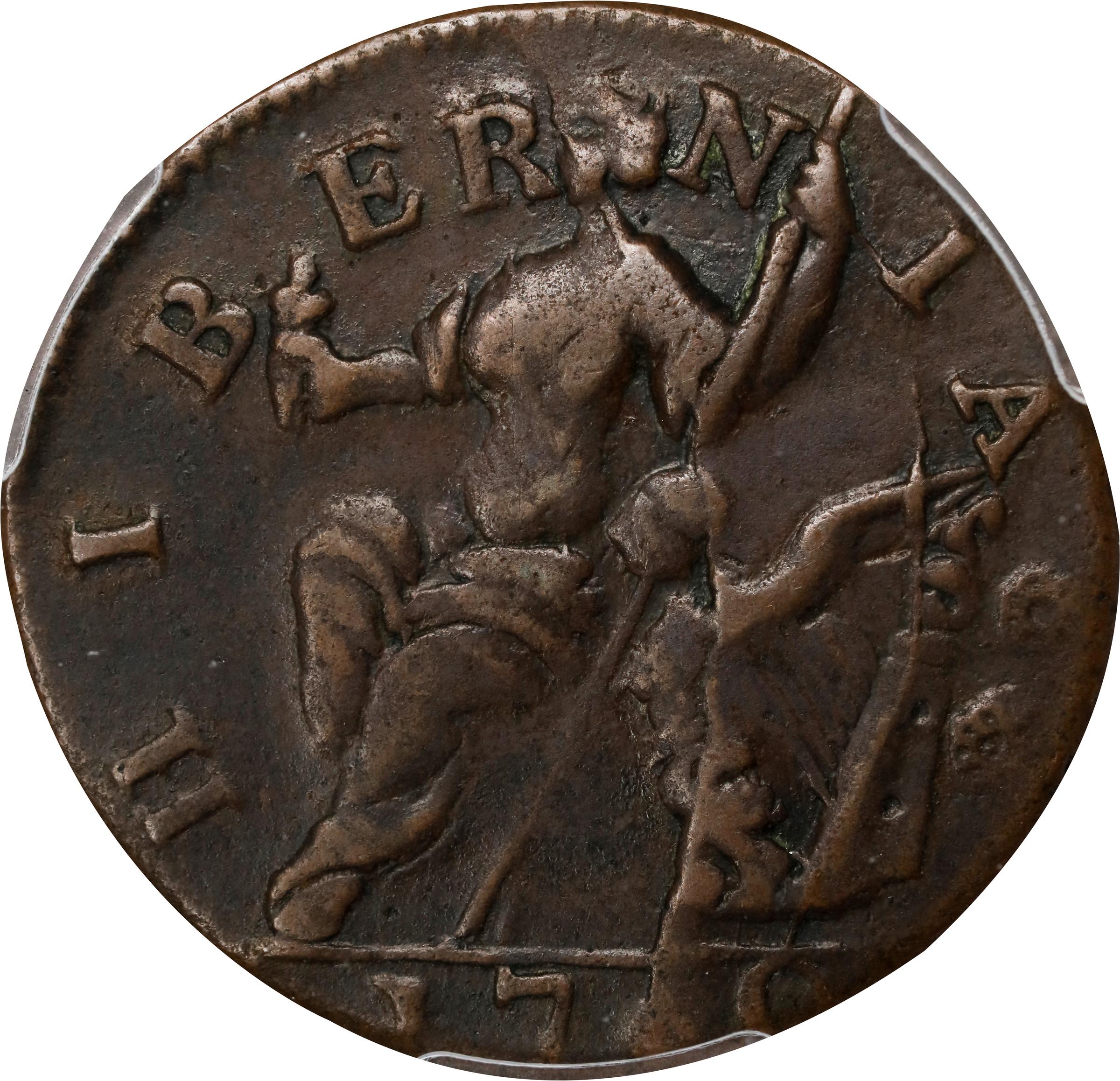 image for: 1760 Voce Populi Halfpenny. Nelson-13, Zelinka 14-M, W-13960. Rarity-4. P Below Bust. EF-45 (PCGS).
