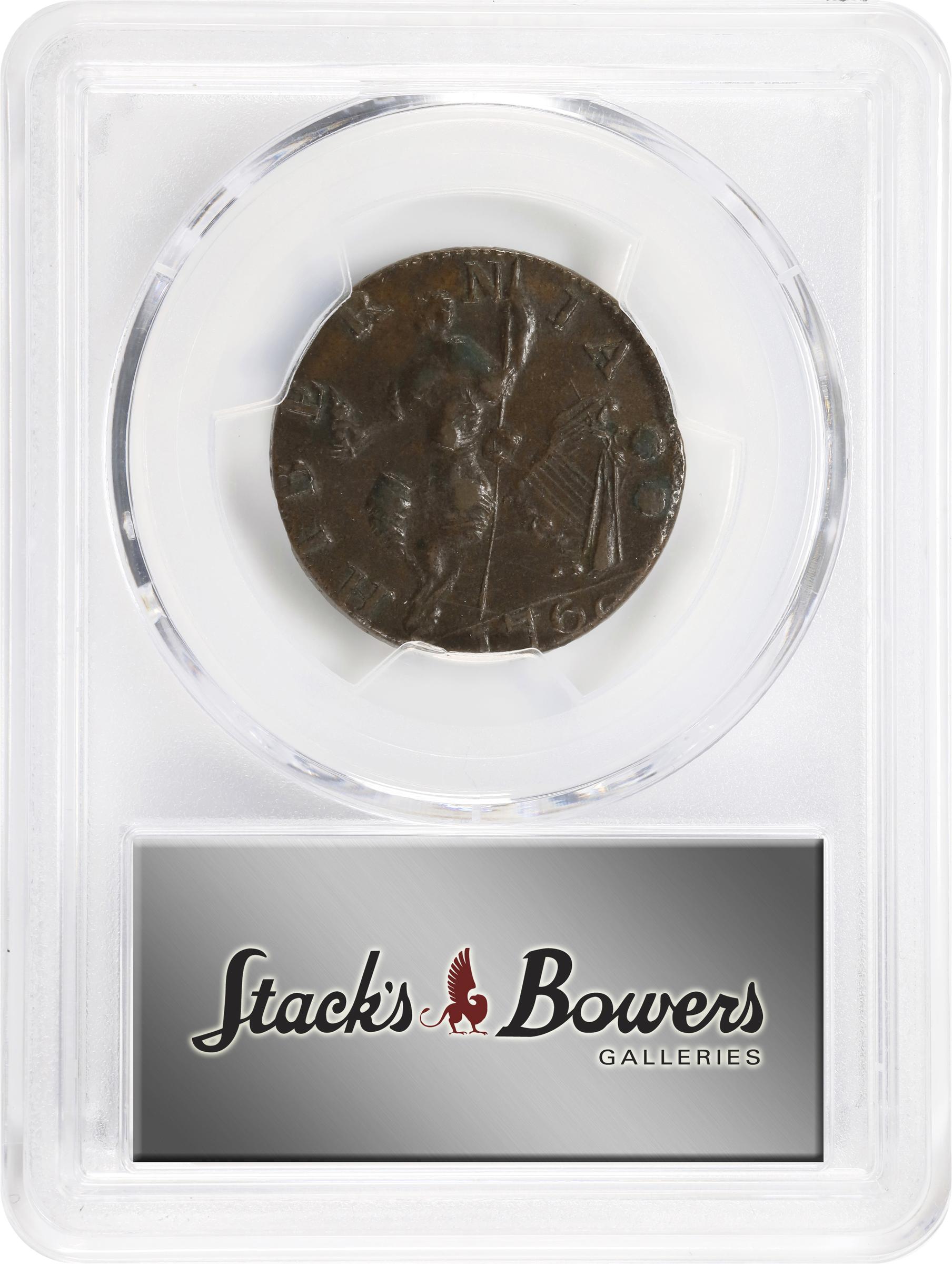 image for: 1760 Voce Populi Halfpenny. Nelson-14, Zelinka 16-O, W-13960. Rarity-6. P Below Bust. AU-58 (PCGS).
