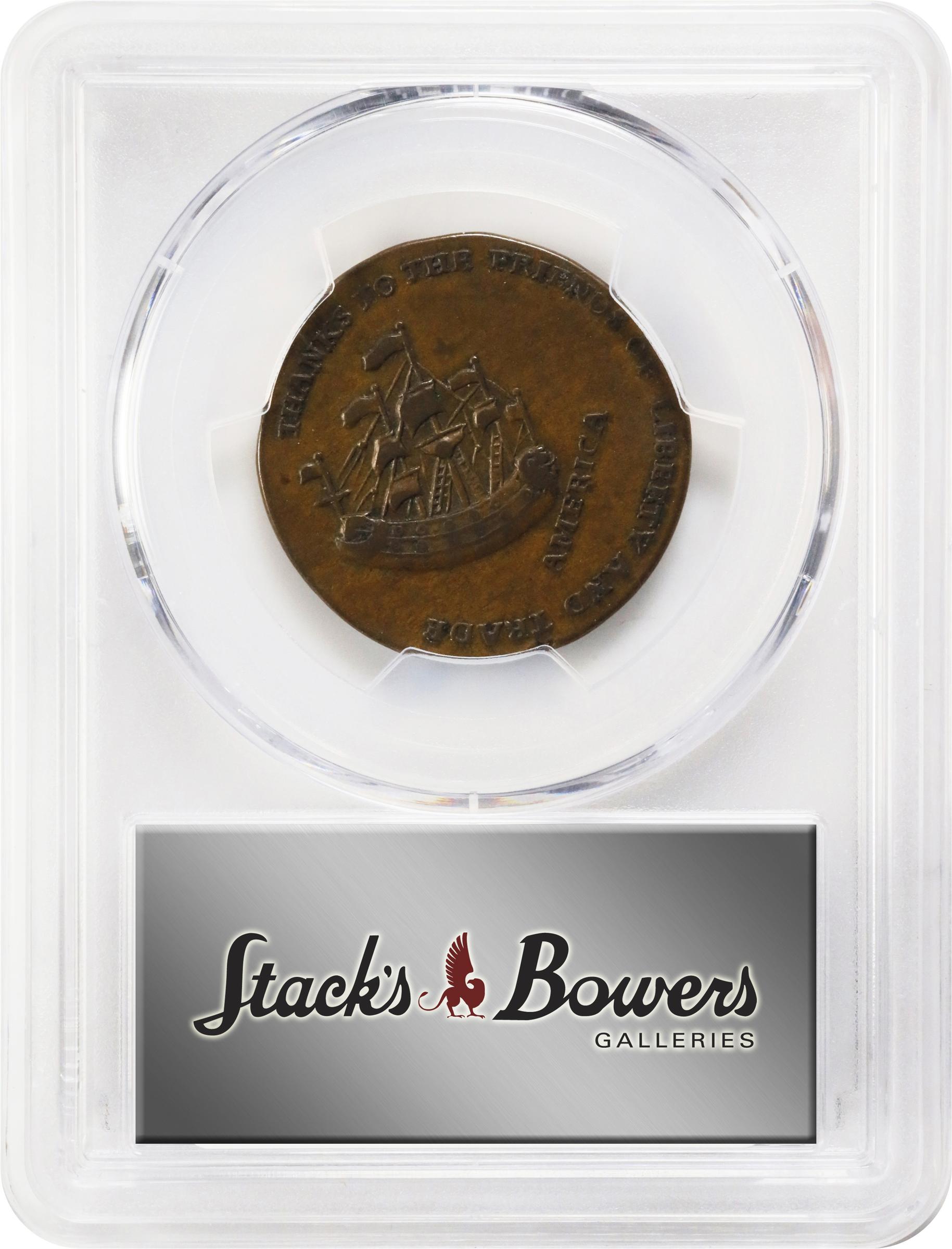 image for: 1766 Pitt Halfpenny Token. Betts-519, W-8350. Rarity-3. Copper. AU-50 (PCGS).