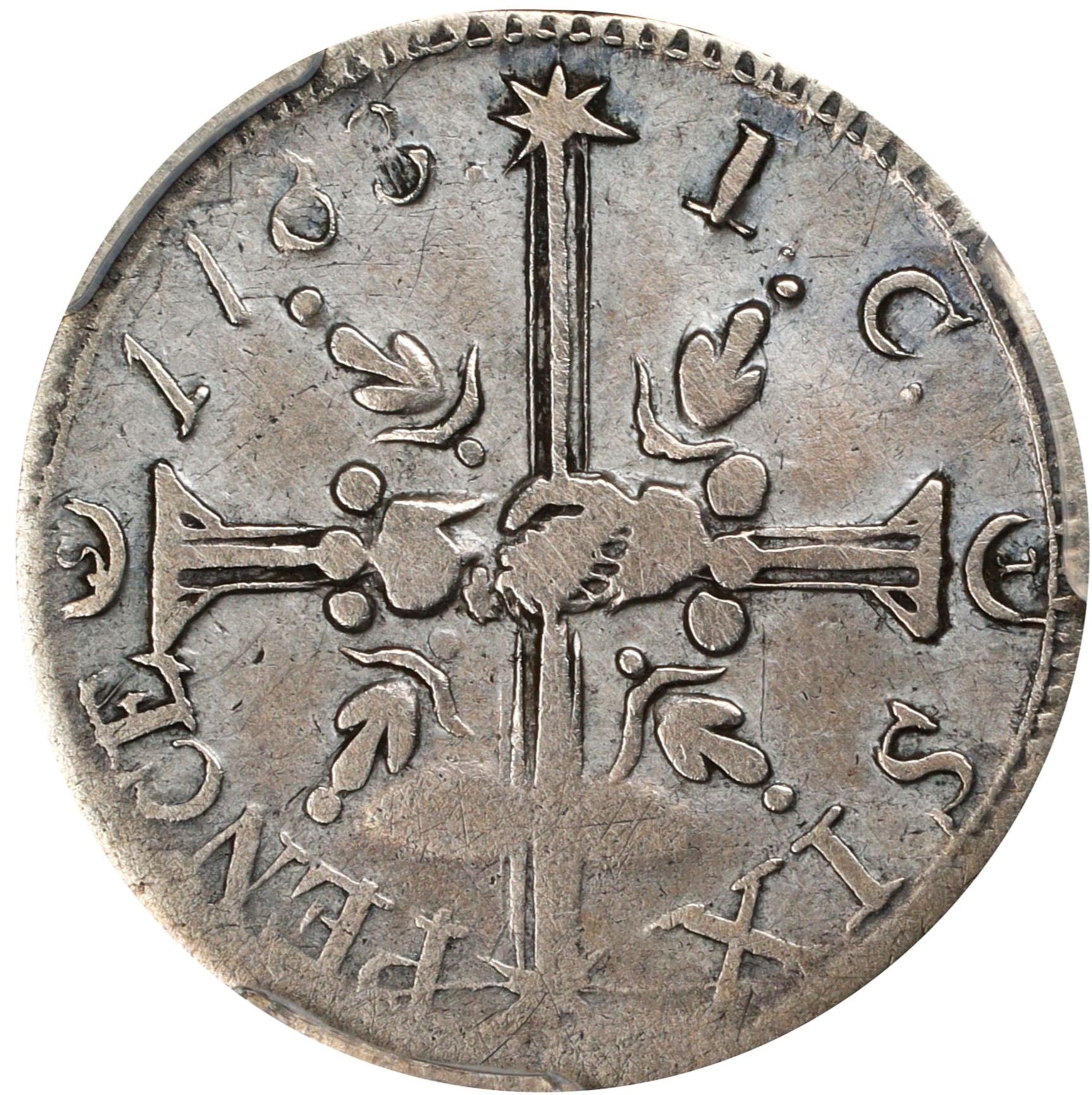 image for: 1783 John Chalmers Sixpence. W-1775. Small Date, 8-Pointed Star. Fine-15 (PCGS).
