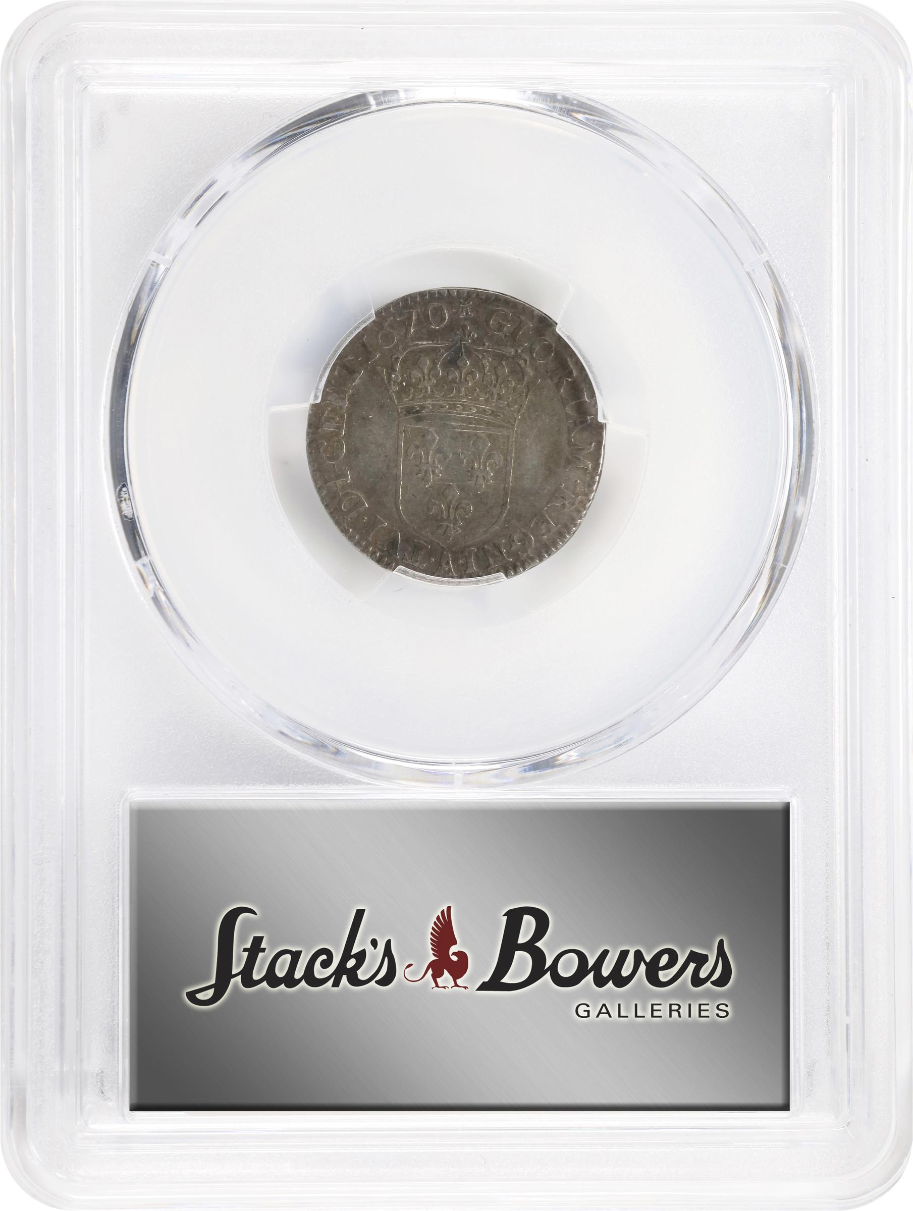image for: 1670-A 5 Sols. Paris Mint. Martin 4-F, Lecompte-186, Hodder-3, W-11605. EF-40 (PCGS).
