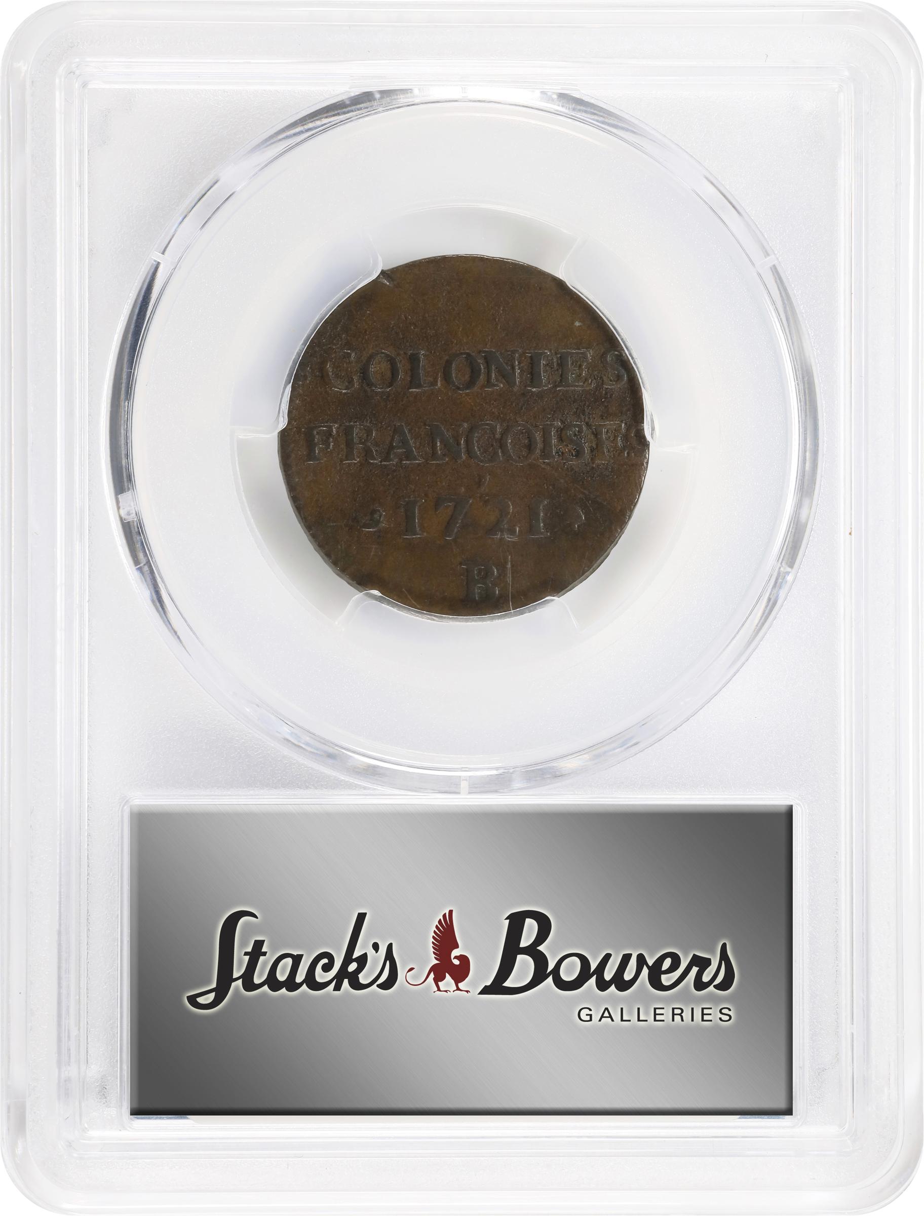 image for: 1721-B Sou, or 9 Deniers. Rouen Mint. Martin 1.2-A.2, W-11825. Rarity-4. EF-40 (PCGS).