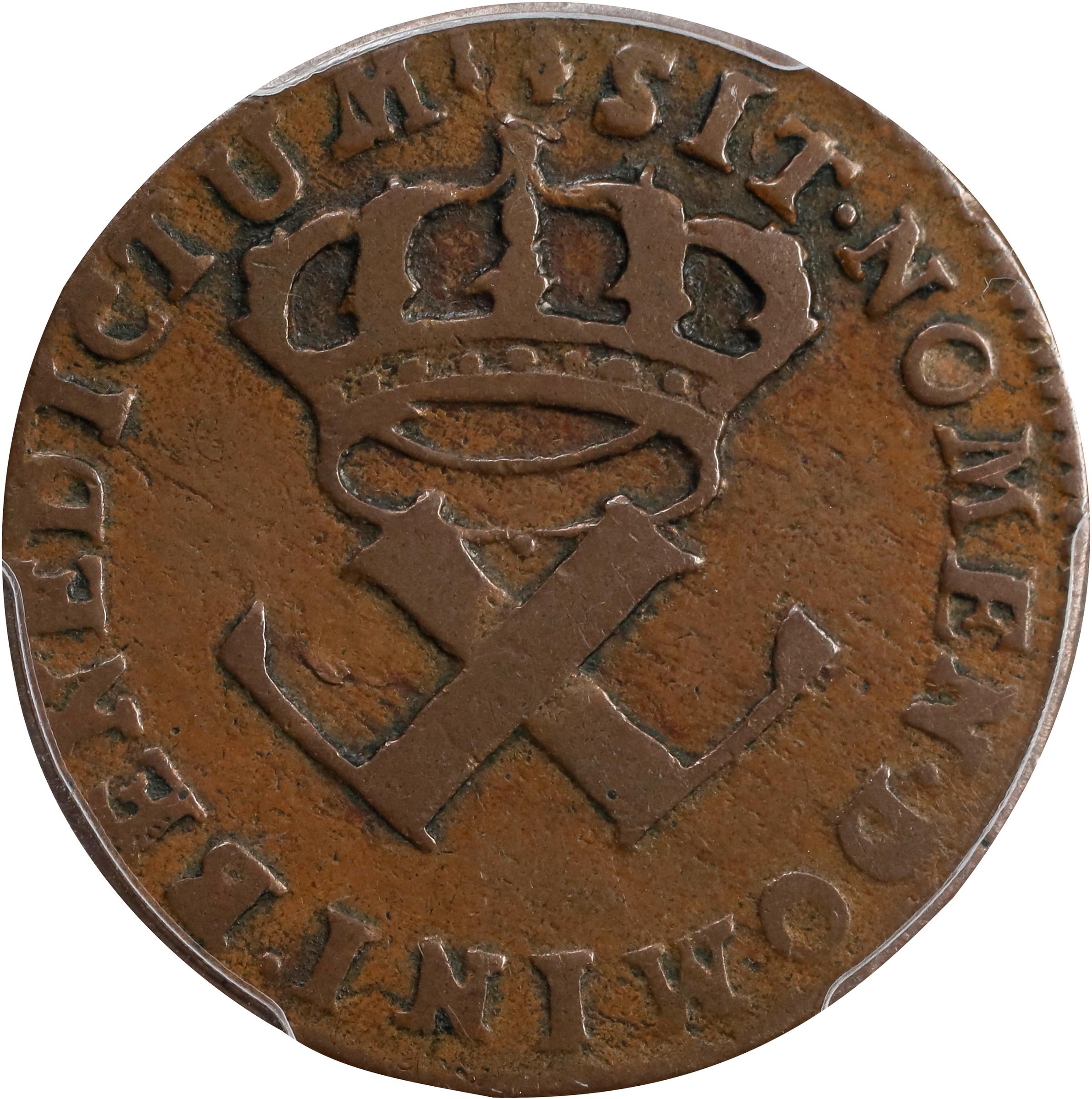 image for: 1721-H Sou, or 9 Deniers. La Rochelle Mint. Martin 2.10-B.7, W-11830. Rarity-4. VF-30 (PCGS).