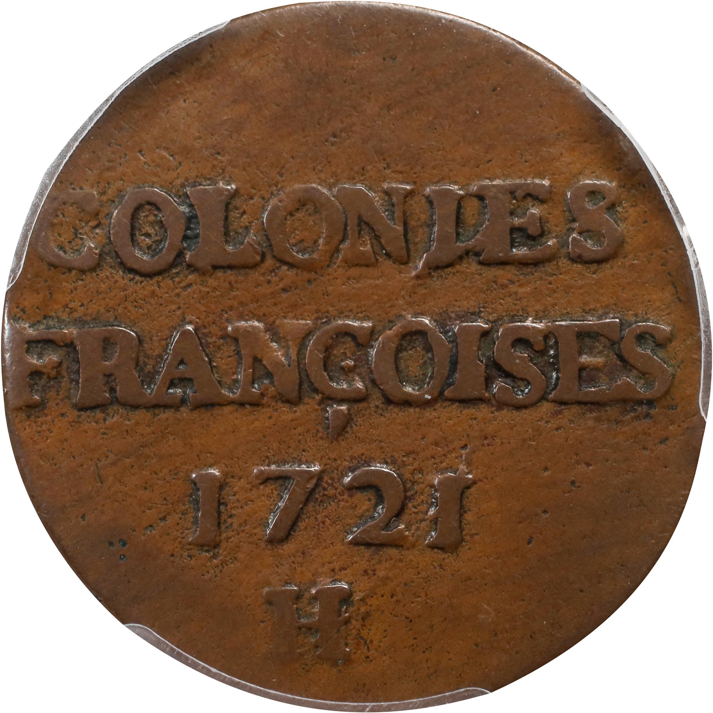 image for: 1721-H Sou, or 9 Deniers. La Rochelle Mint. Martin 2.10-B.7, W-11830. Rarity-4. VF-30 (PCGS).