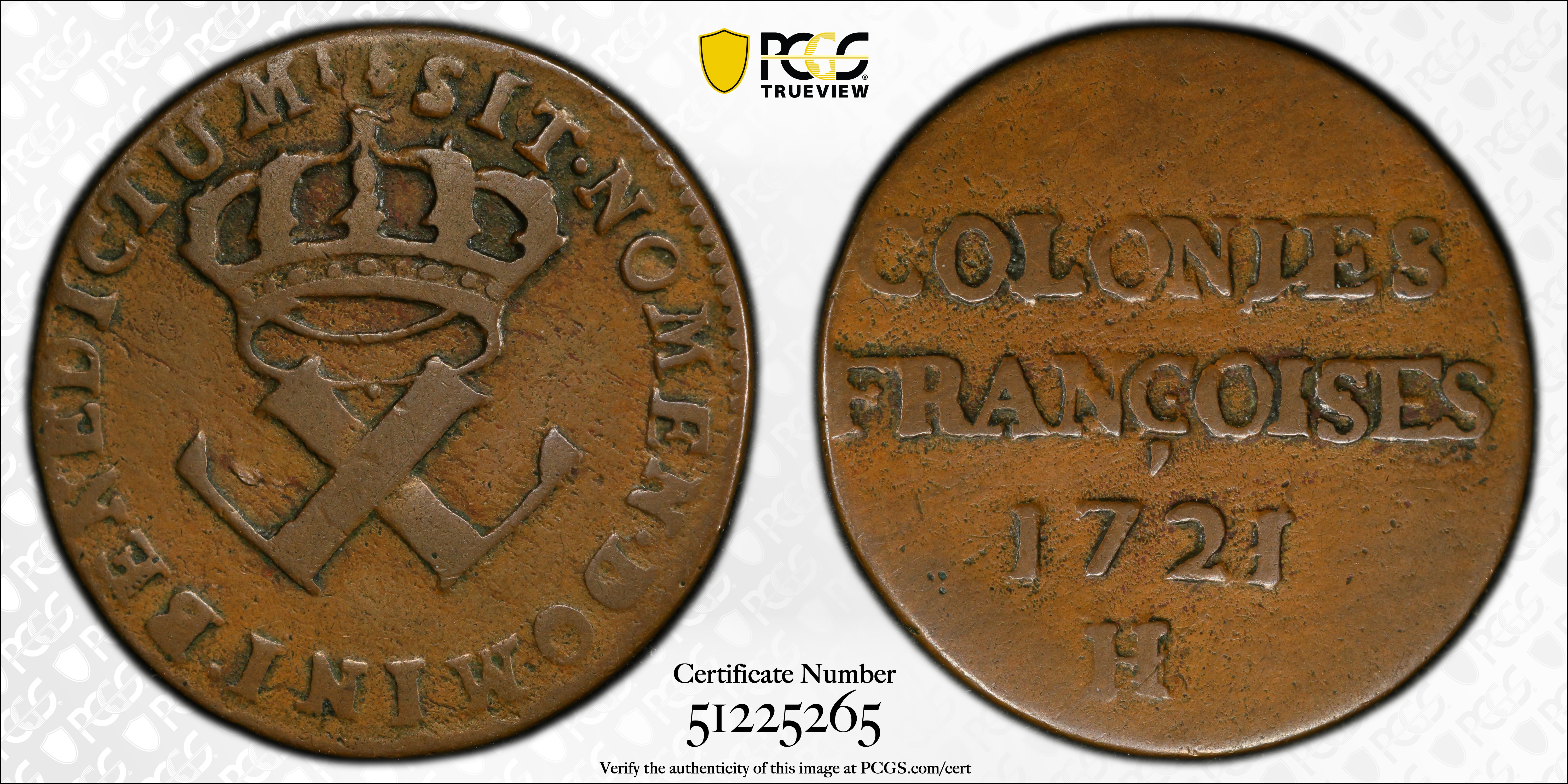 image for: 1721-H Sou, or 9 Deniers. La Rochelle Mint. Martin 2.10-B.7, W-11830. Rarity-4. VF-30 (PCGS).