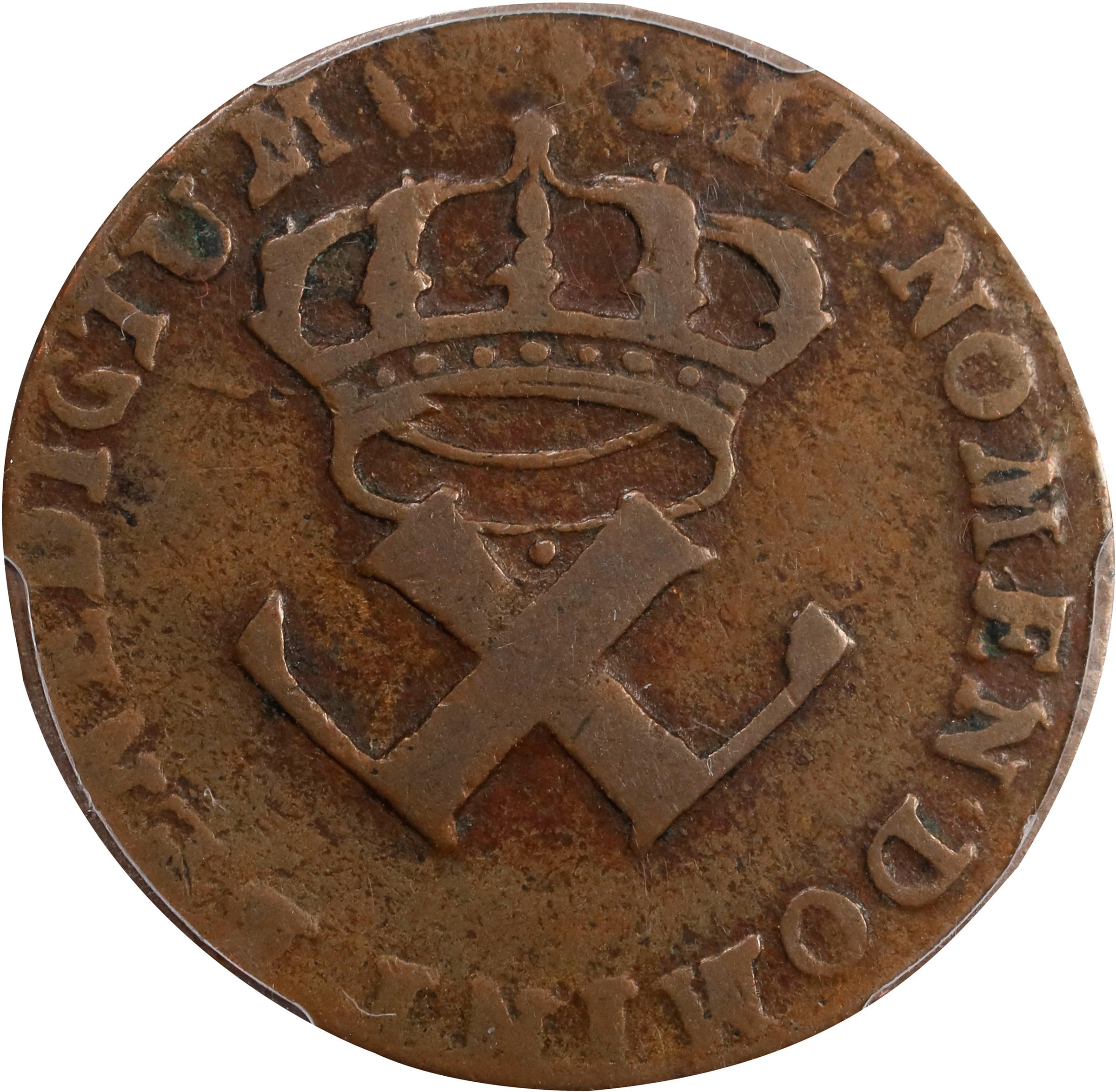 image for: 1721-H Sou, or 9 Deniers. La Rochelle Mint. Martin 2.28-B.19, W-11830. Rarity-6. VF-25 (PCGS).