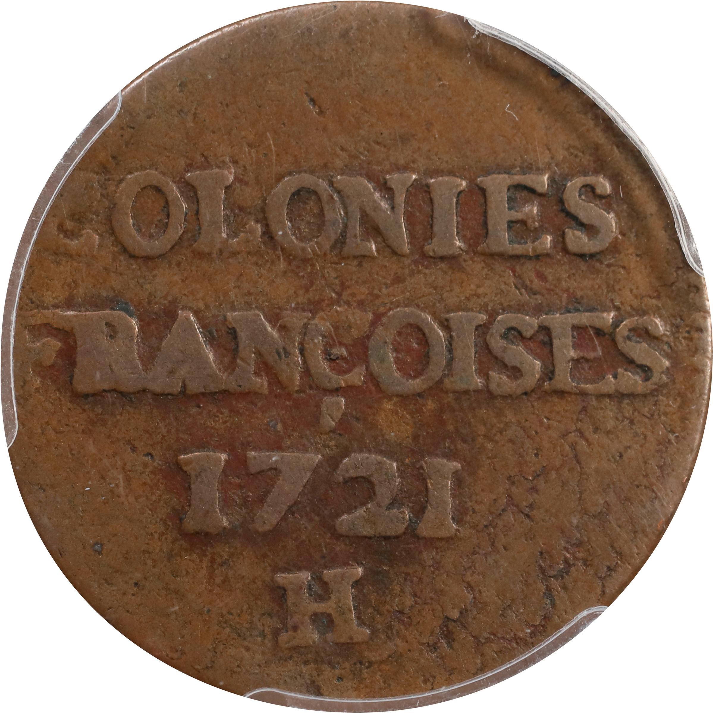 image for: 1721-H Sou, or 9 Deniers. La Rochelle Mint. Martin 2.28-B.19, W-11830. Rarity-6. VF-25 (PCGS).