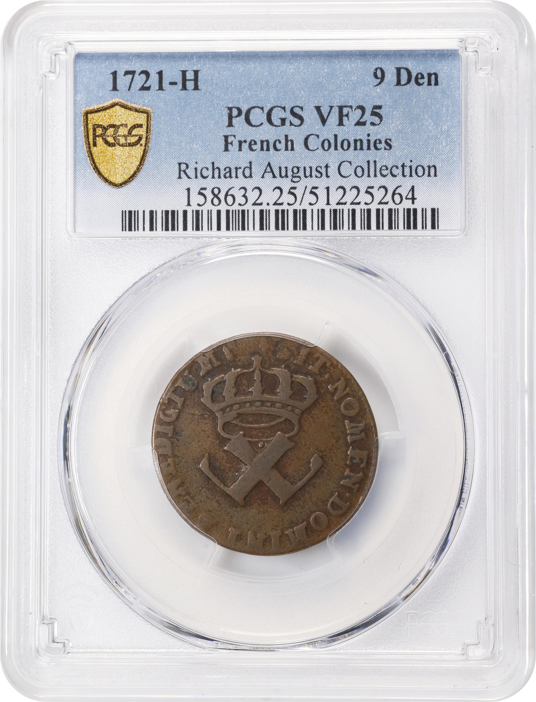 image for: 1721-H Sou, or 9 Deniers. La Rochelle Mint. Martin 2.28-B.19, W-11830. Rarity-6. VF-25 (PCGS).