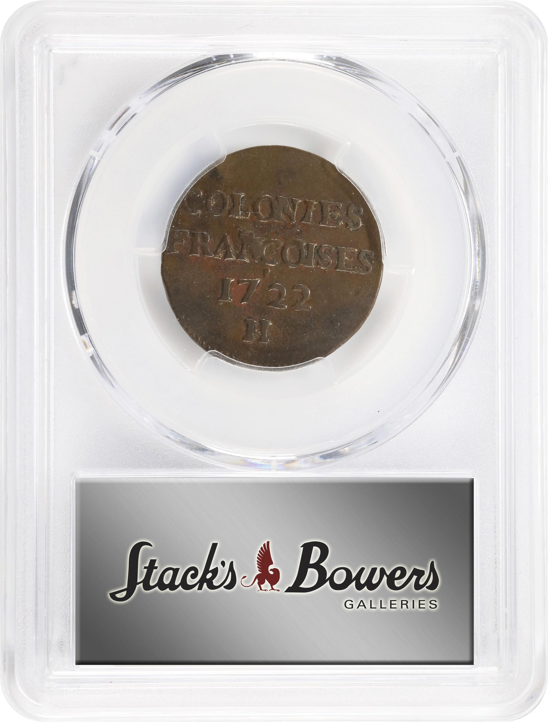 image for: 1722/1-H Sou, or 9 Deniers. La Rochelle Mint. Martin-Unlisted, W-11835. EF-40 (PCGS).