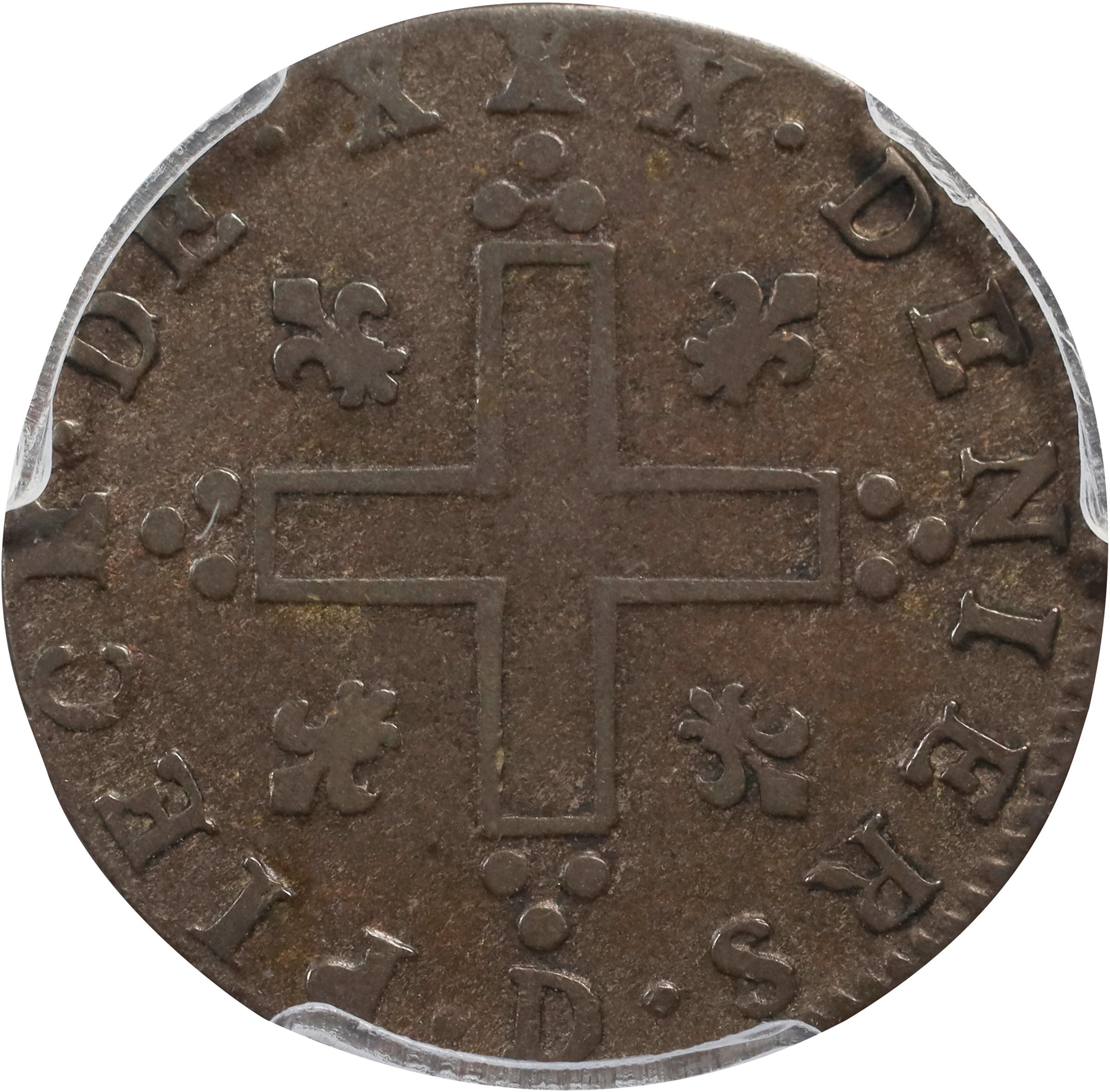 image for: 1713-D 30 Deniers, or Mousquetaire. Lyon Mint. Vlack-6a, W-11745. Rarity-2. Star After Date. VF-35 (PCGS).