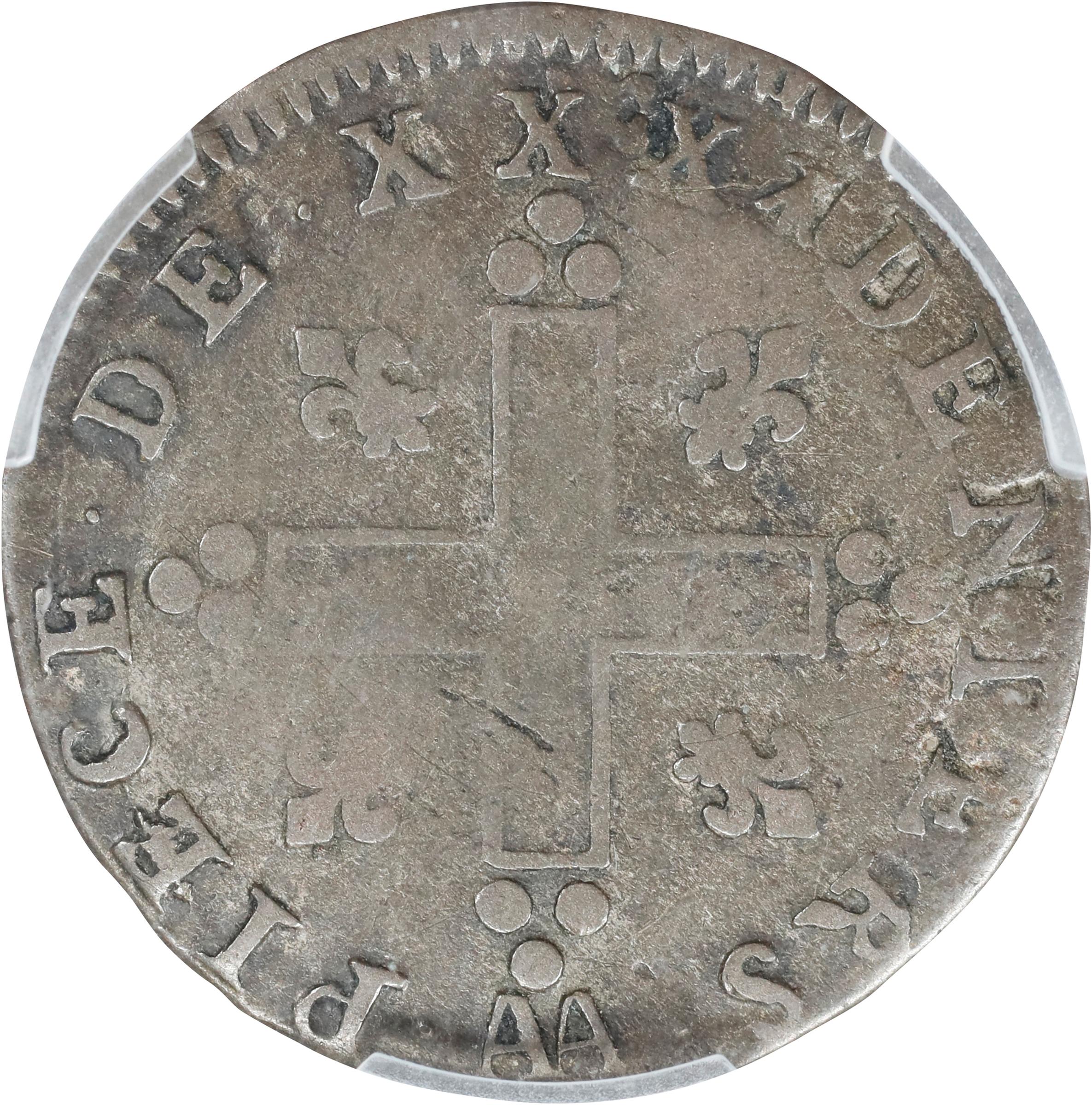 image for: 1709-AA 30 Deniers, or Mousquetaire. Metz Mint. Vlack-7. Rarity-6. VF-30 (PCGS).