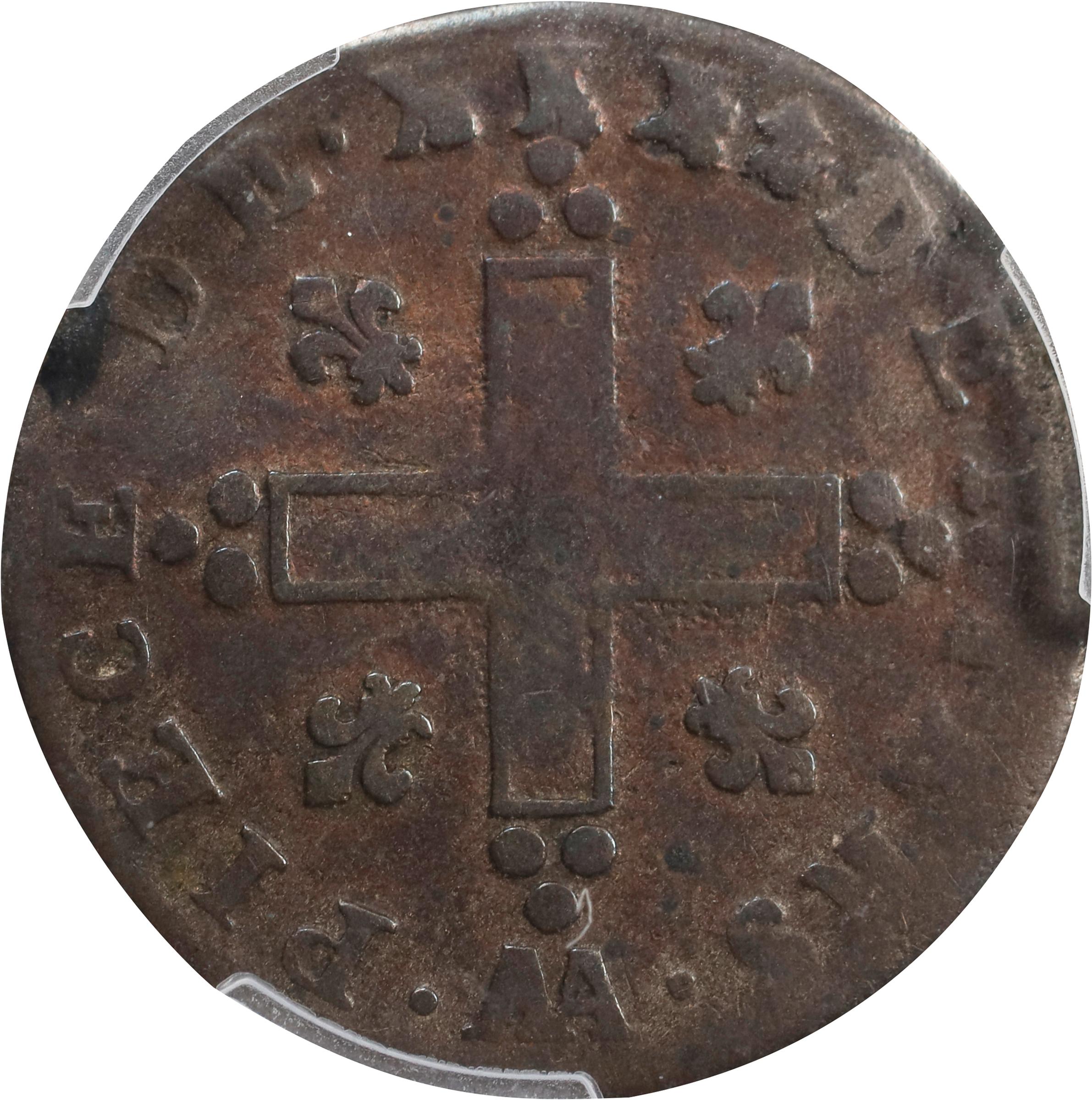 image for: 1709-AA 30 Deniers, or Mousquetaire. Metz Mint. Vlack-7. Rarity-6. Fine-15 (PCGS).