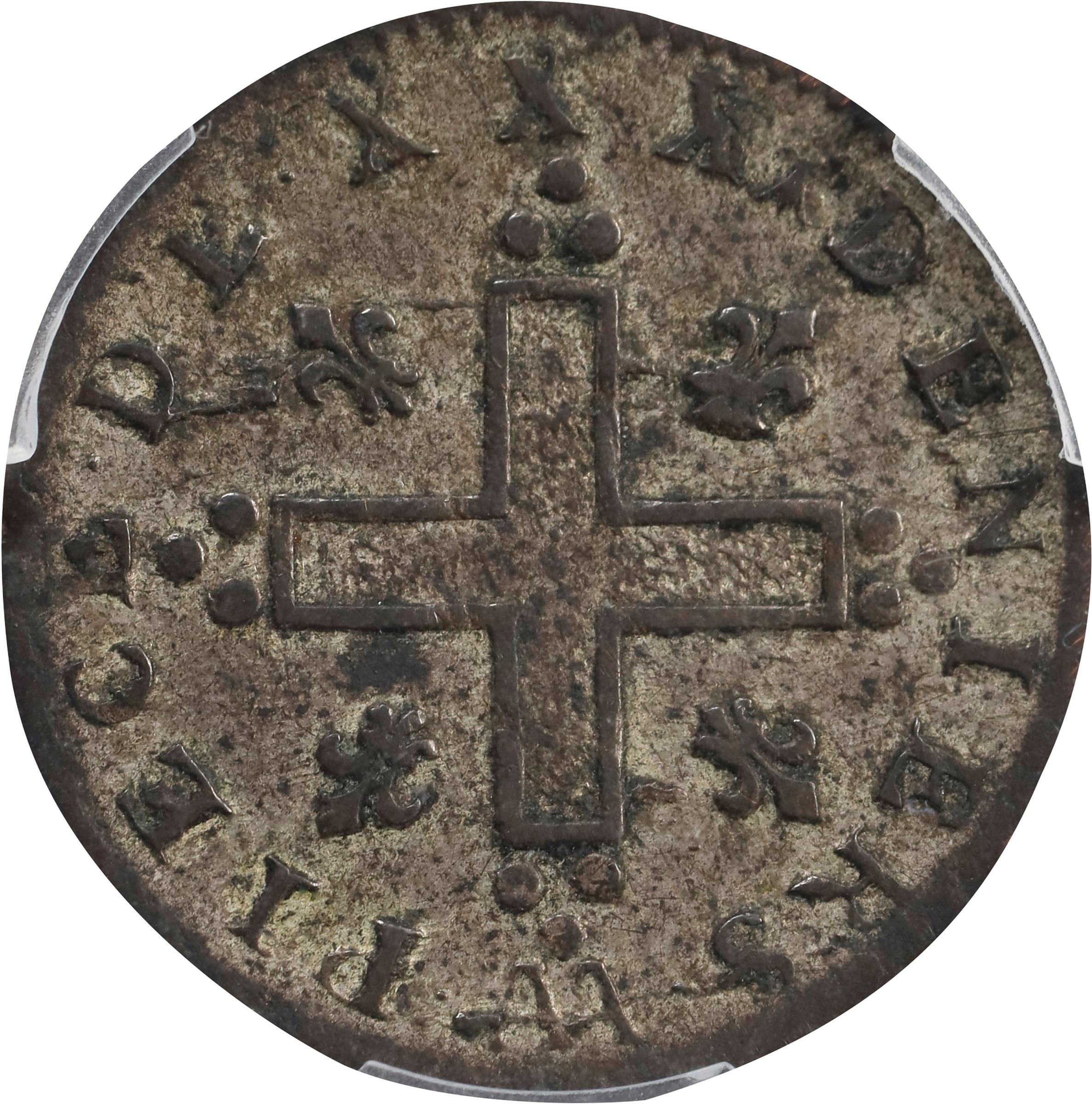 image for: 1710-AA 30 Deniers, or Mousquetaire. Metz Mint. Vlack-8. Rarity-2. EF-40 (PCGS).