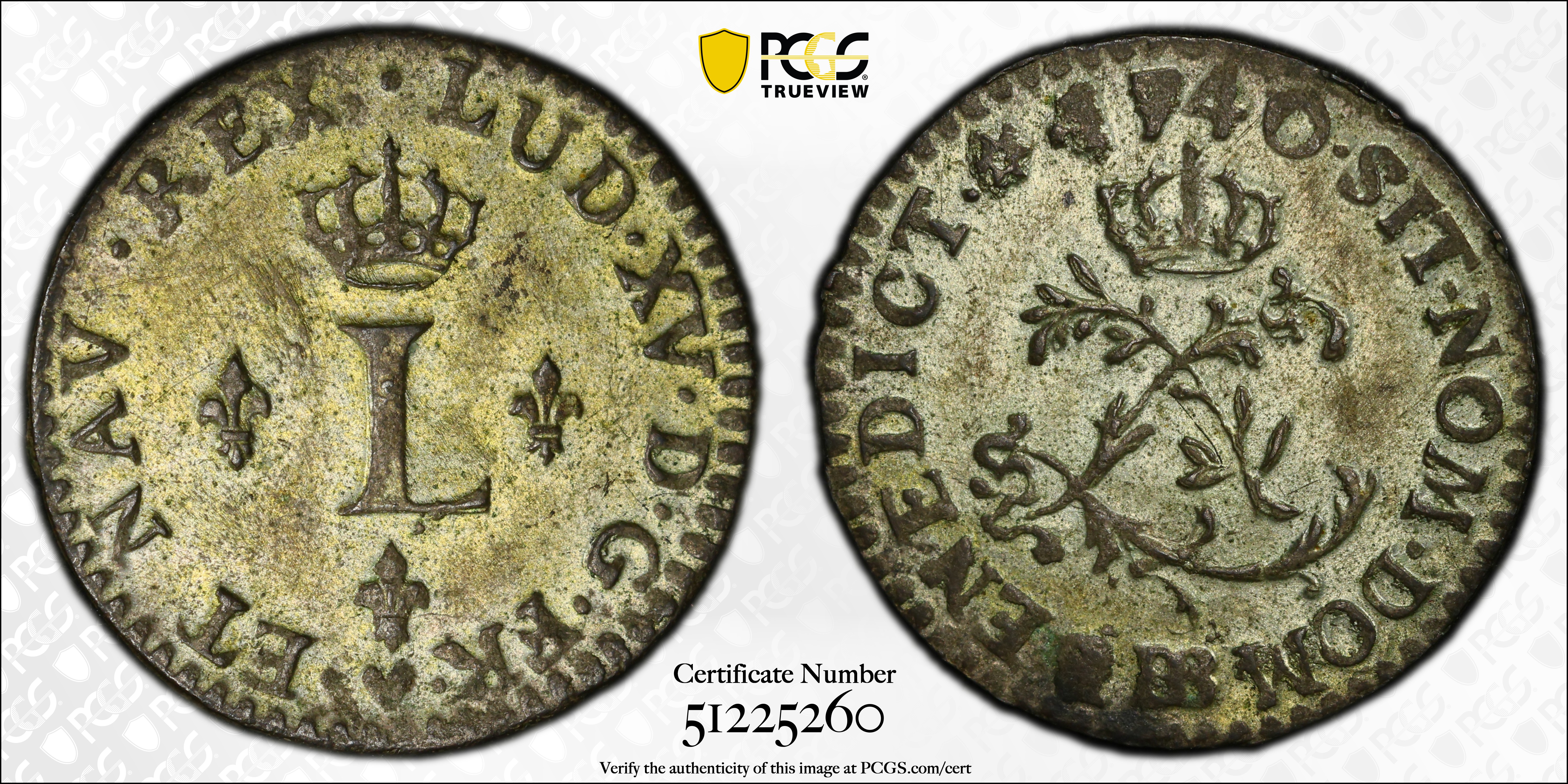 image for: 1740-BB Half Sou Marque. Strasbourg Mint. Vlack-325. Rarity-1. MS-62 (PCGS).