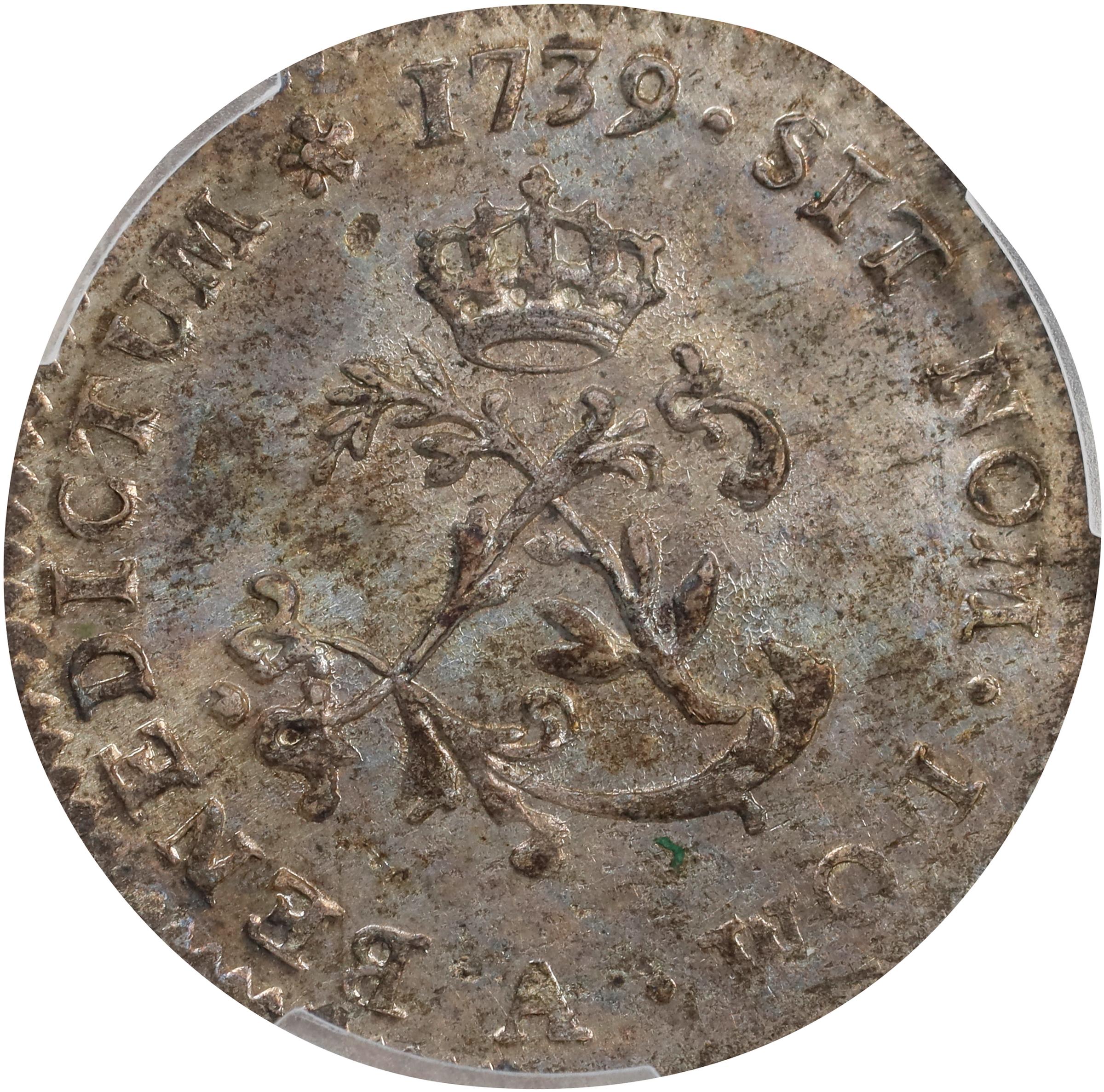 image for: 1739-A Sou Marque. Paris Mint. Vlack-17. Rarity-1. AU-58 (PCGS).