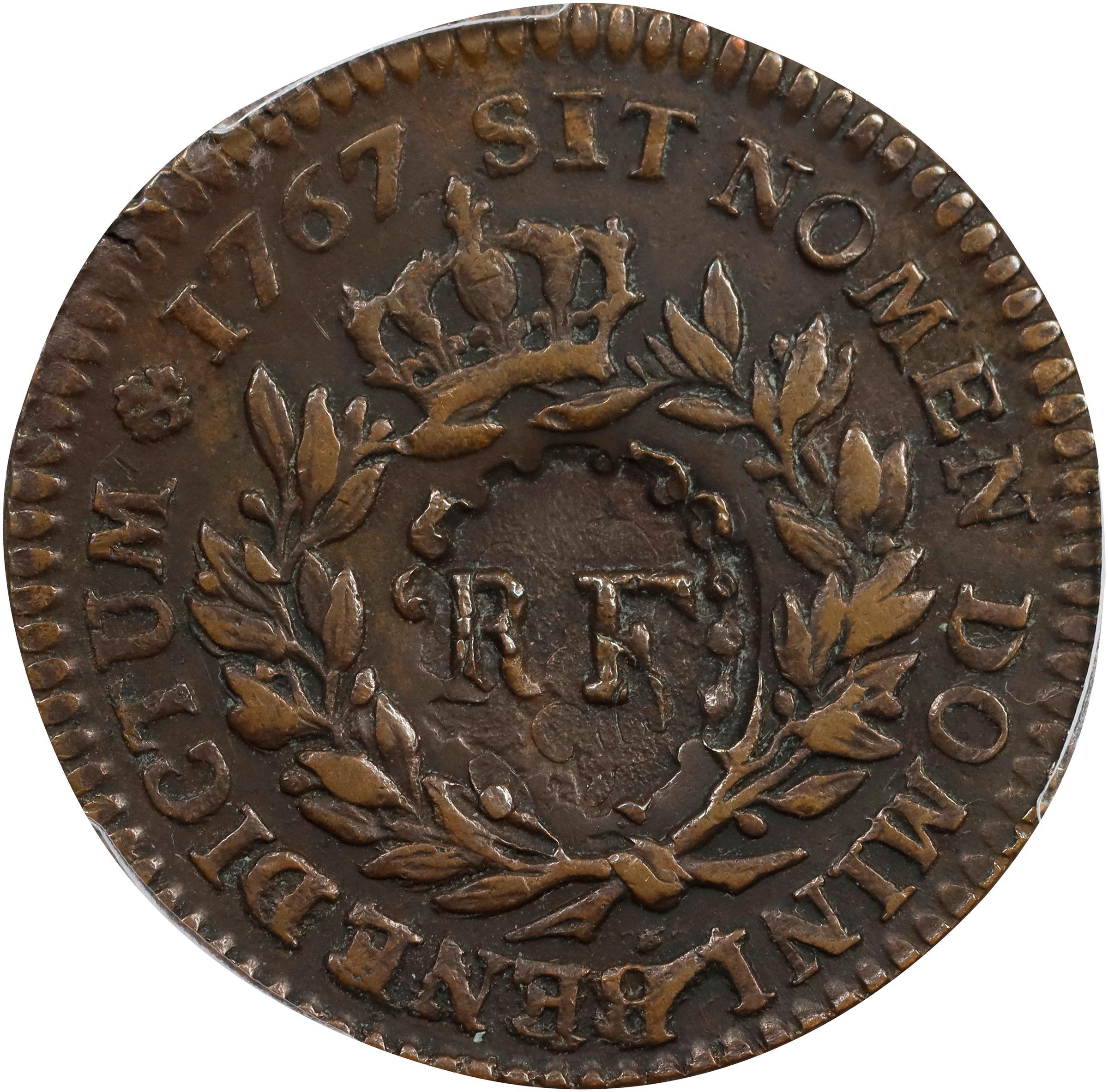 image for: 1767-A (1793) Sou. Paris Mint. Breen-701. RF Counterstamp. EF-45, Countermark EF Details (PCGS).