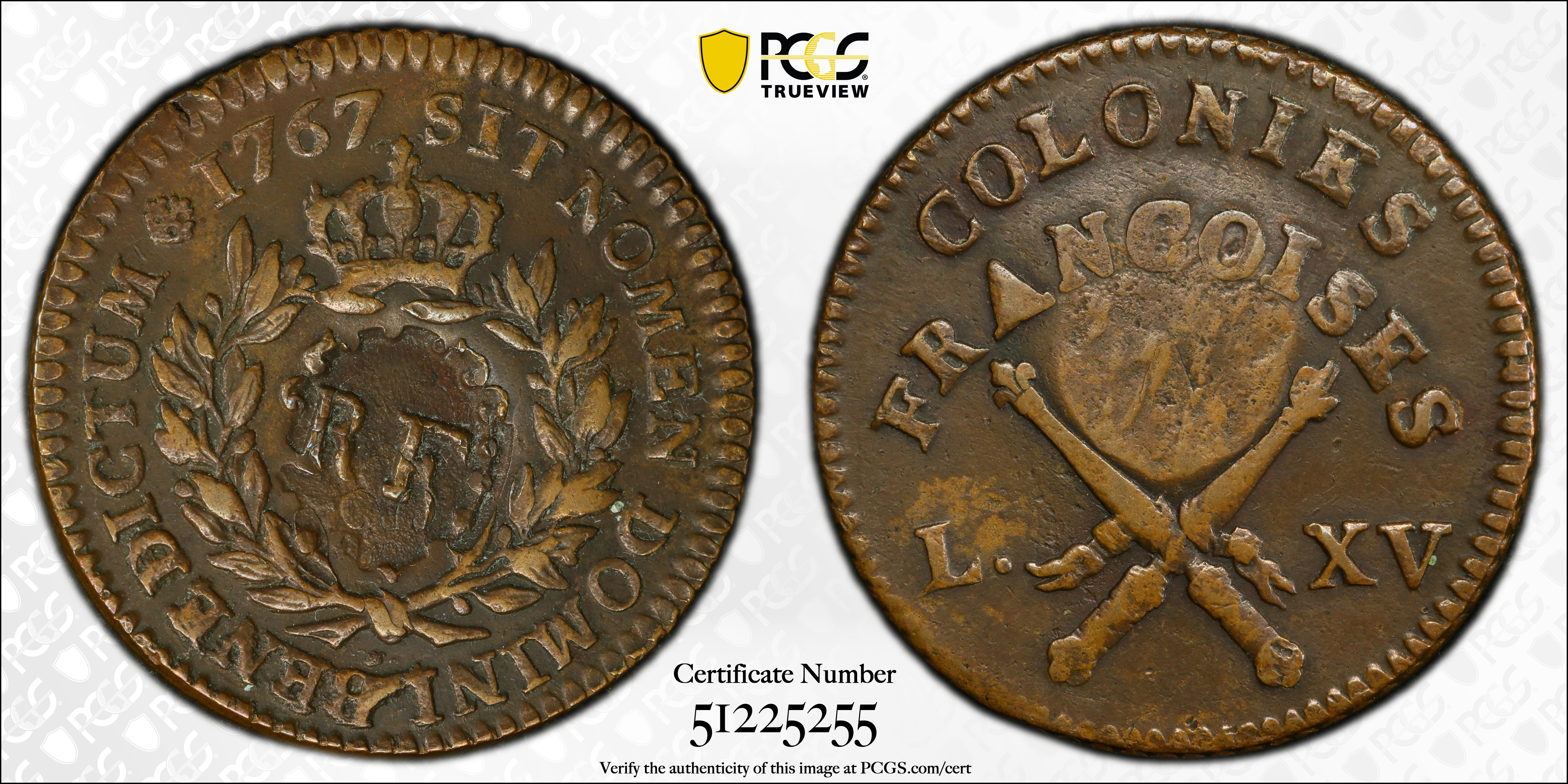 image for: 1767-A (1793) Sou. Paris Mint. Breen-701. RF Counterstamp. EF-45, Countermark EF Details (PCGS).