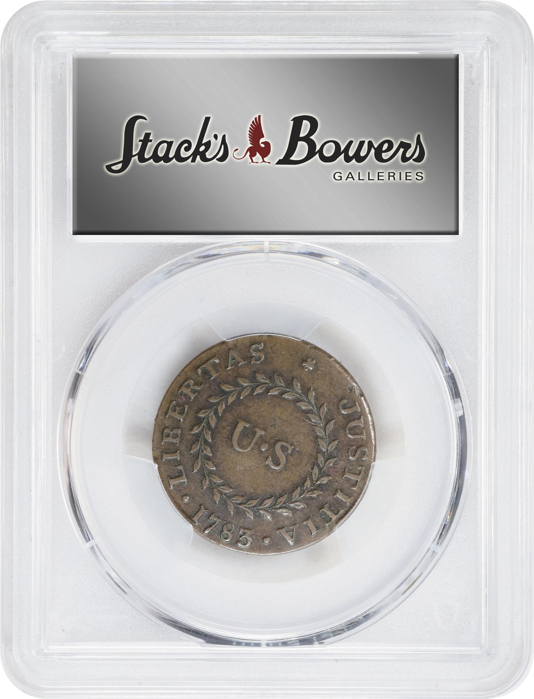 image for: 1783 Nova Constellatio Copper. Crosby 2-B, W-1865. Rarity-2. CONSTELLATIO, Pointed Rays, Small U.S. AU-53 (PCGS).