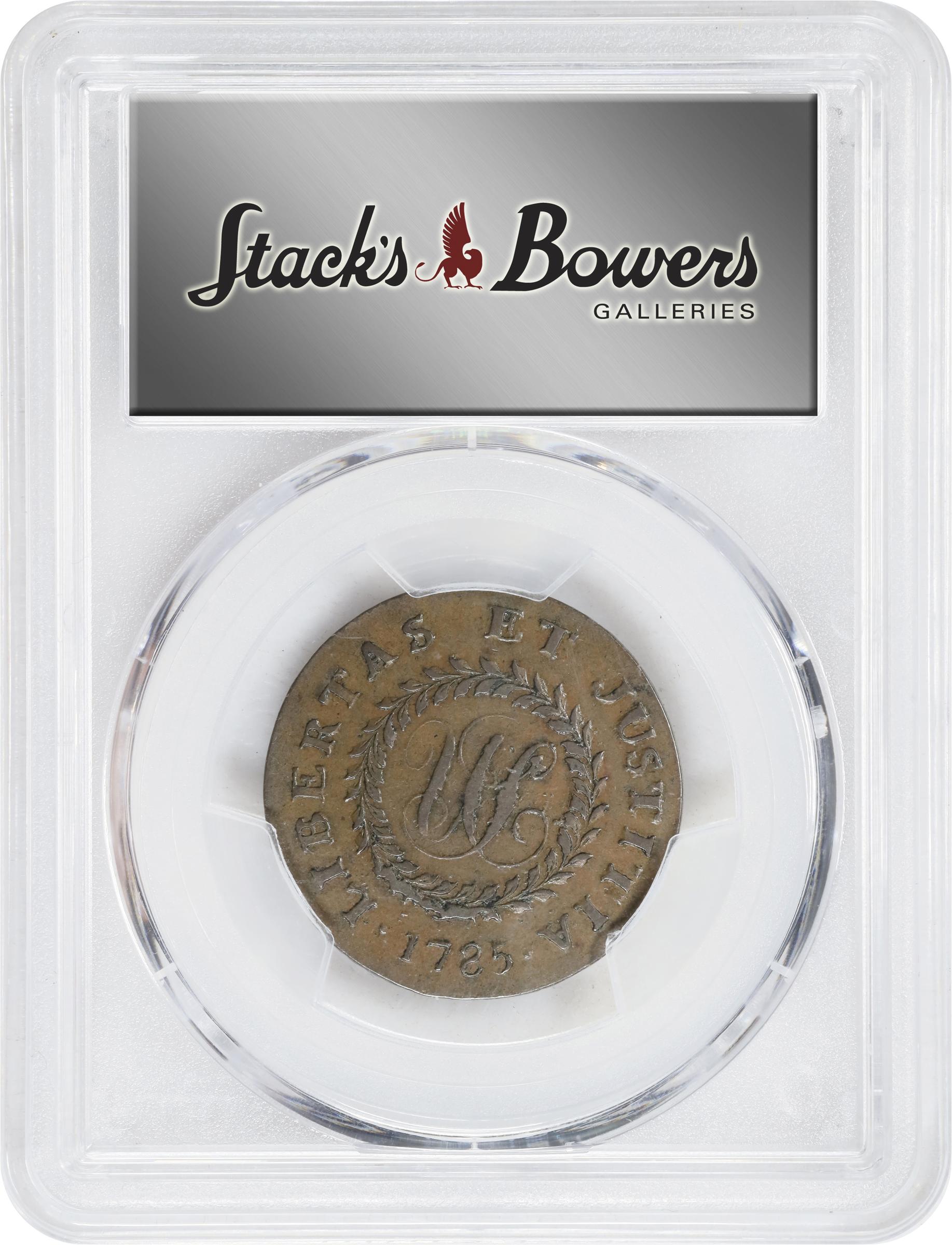 image for: 1785 Nova Constellatio Copper. Crosby 1-B, W-1880. Rarity-4. CONSTELATIO, Blunt Rays. AU-55 (PCGS).