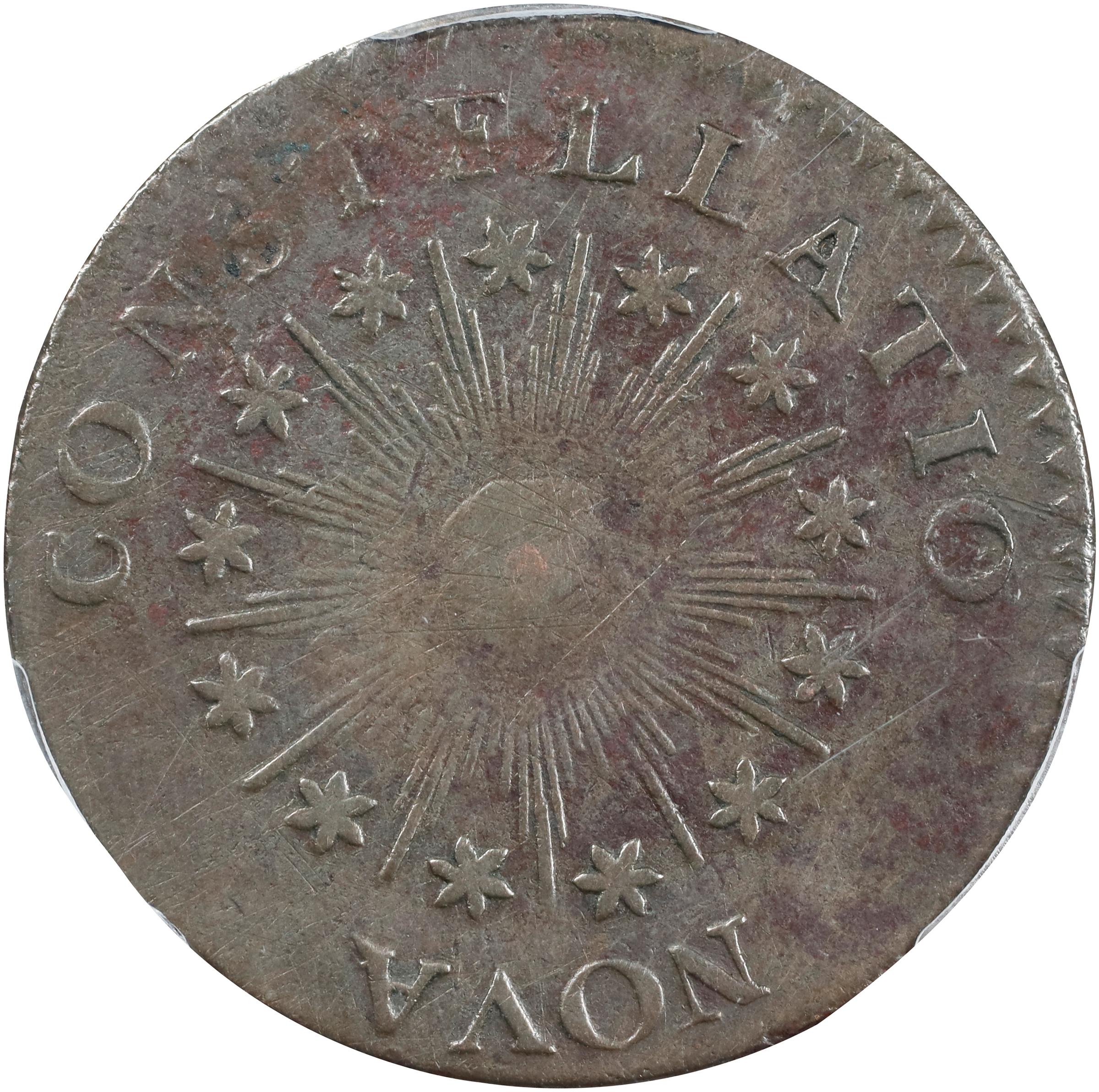 image for: 1785 Nova Constellatio Copper. Crosby 2-A, W-1885. Rarity-4+. CONSTELLATIO, Pointed Rays, Small, Close Date. EF-40 (PCGS).