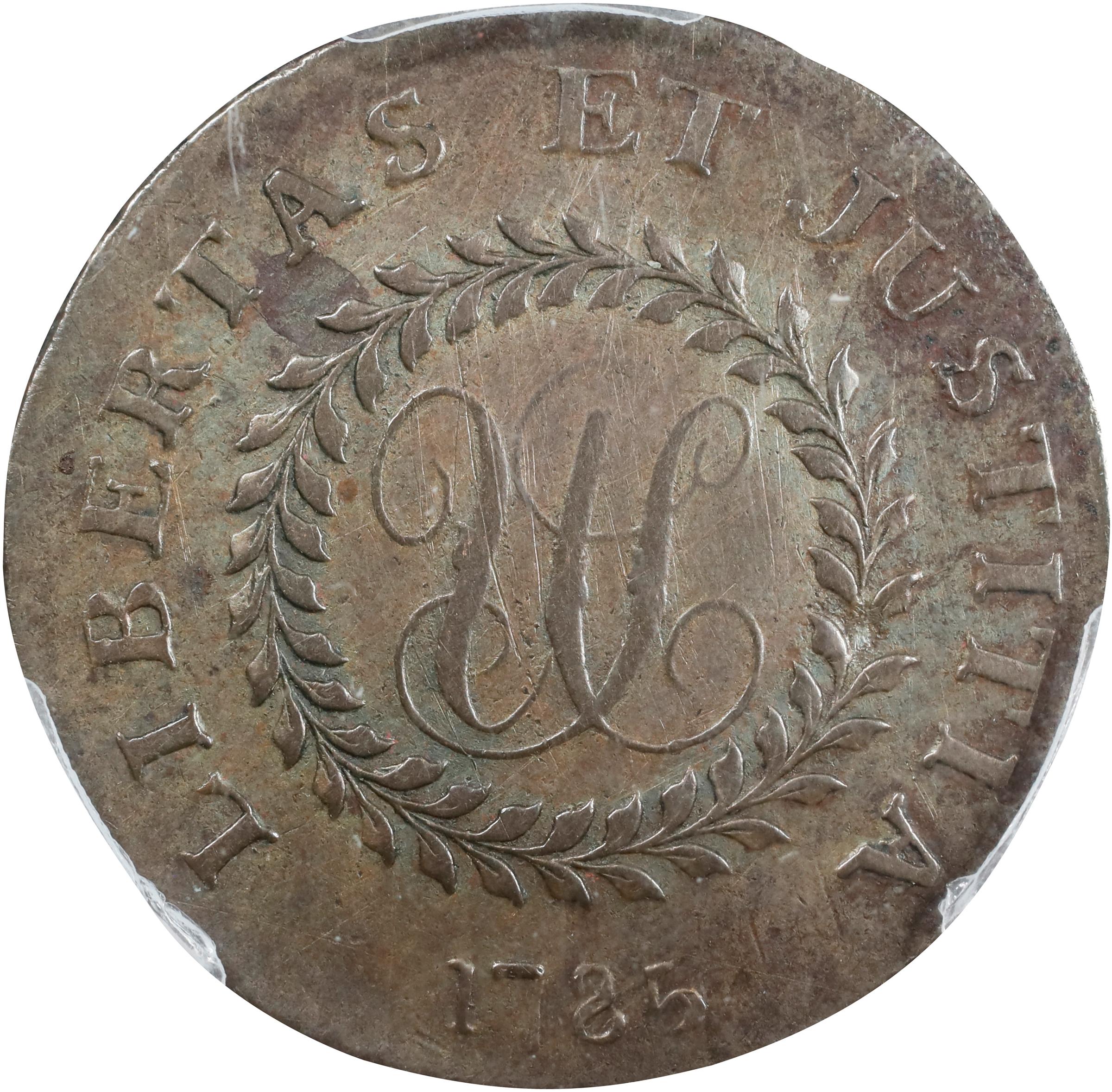 image for: 1785 Nova Constellatio Copper. Crosby 2-A, W-1885. Rarity-4+. CONSTELLATIO, Pointed Rays, Small, Close Date. EF-40 (PCGS).