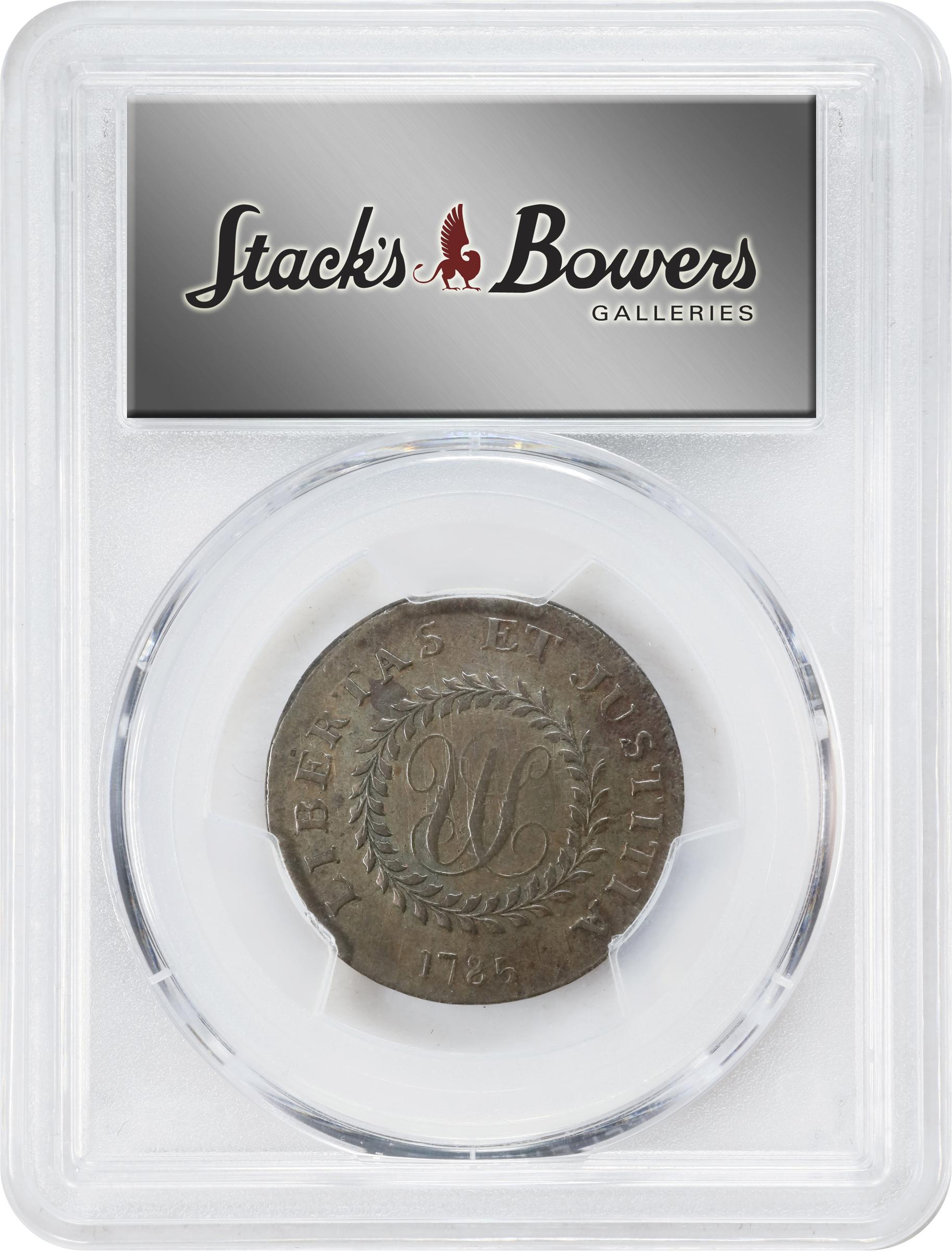 image for: 1785 Nova Constellatio Copper. Crosby 2-A, W-1885. Rarity-4+. CONSTELLATIO, Pointed Rays, Small, Close Date. EF-40 (PCGS).