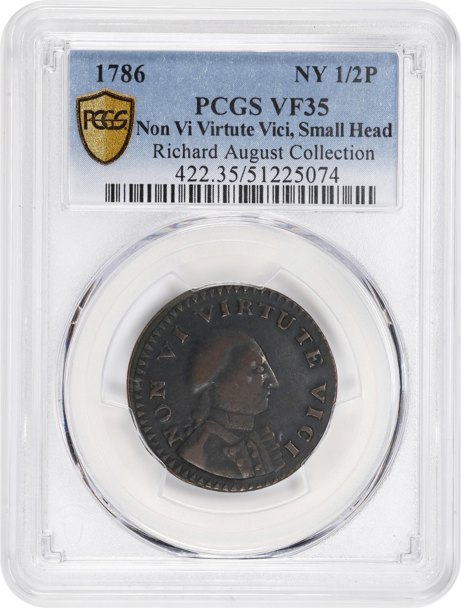 image for: 1786 Non Vi Virtute Vici Copper. Small Head. Musante GW-7, Baker-13, W-5730. VF-35 (PCGS).