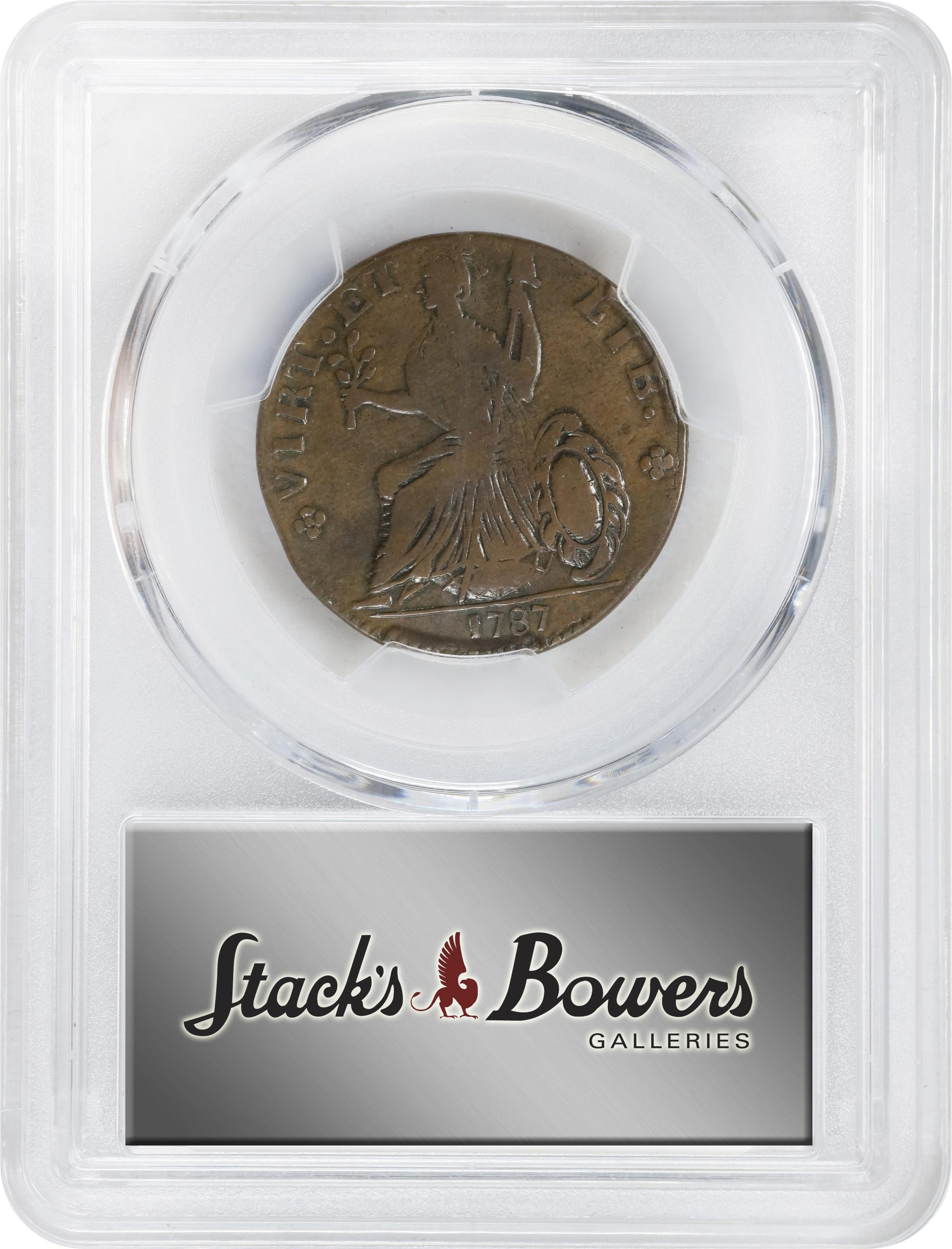 image for: 1787 Nova Eborac Copper. W-5750. Rarity-5+. Large Head. VF-20 (PCGS).