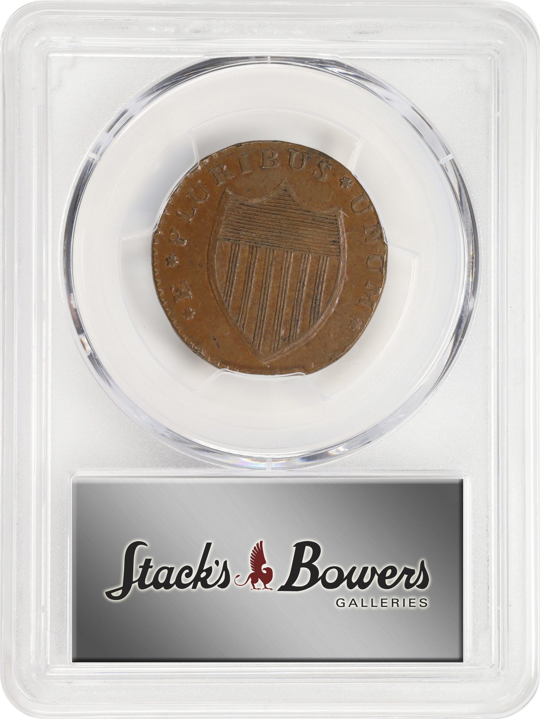 image for: 1786 New Jersey Copper. Maris 14-J, W-4810. Rarity-1. Straight Plow Beam, Stegosaurus Head. MS-62 BN (PCGS).