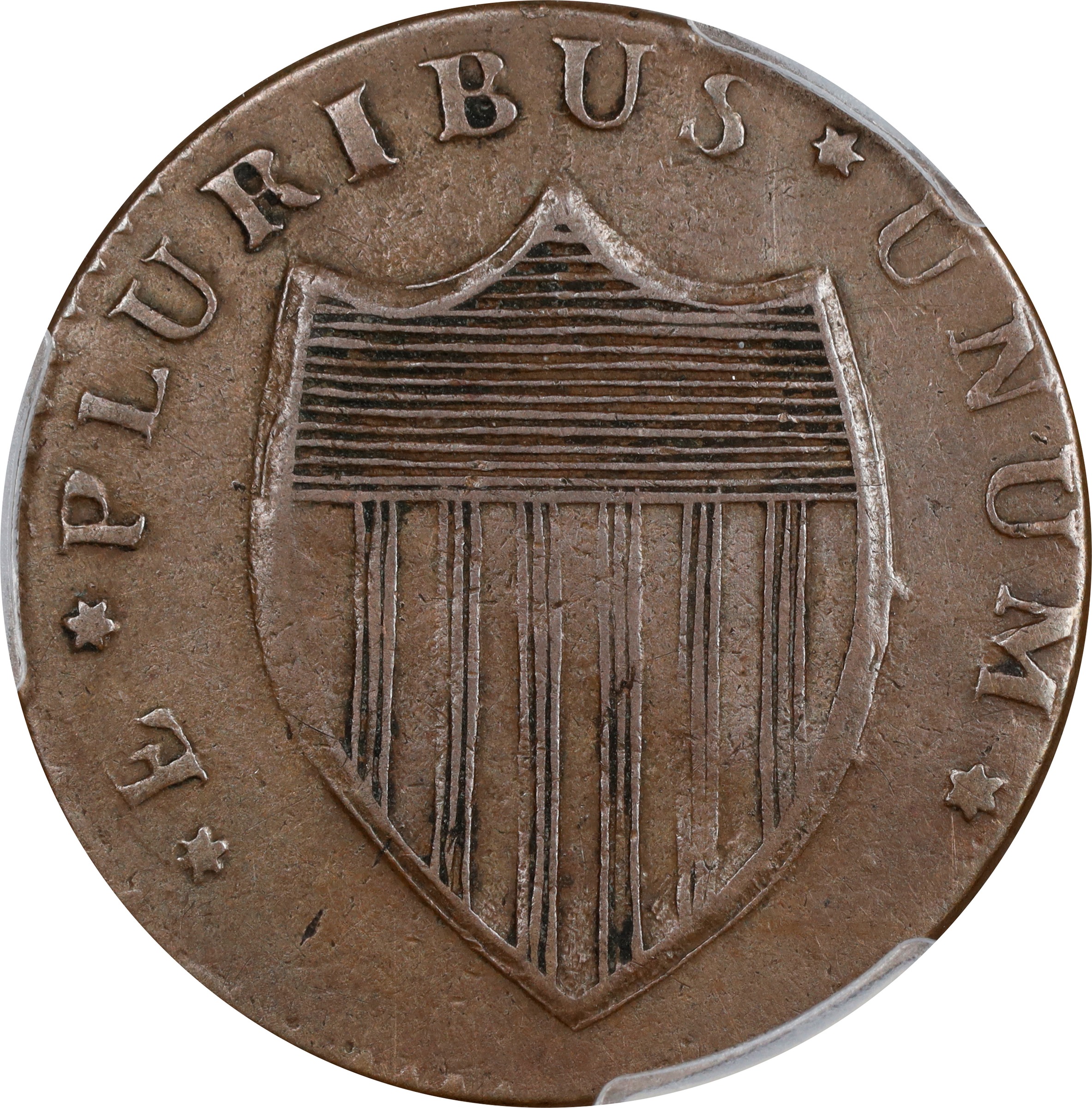 image for: 1786 New Jersey Copper. Maris 15-J, W-4815. Rarity-4. Straight Plow Beam, Leaning Head. EF-40 (PCGS).