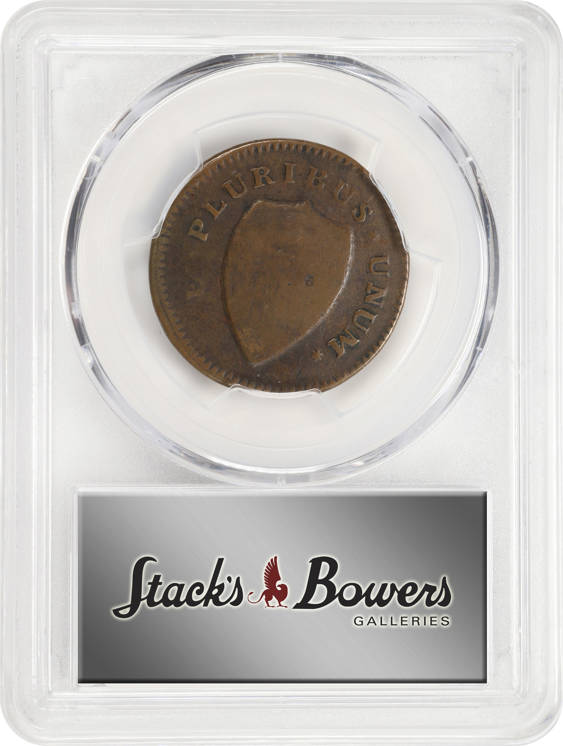 image for: 1786 New Jersey Copper. Maris 21-R, W-4925. Rarity-7-. Curved Plow Beam, Narrow Shield. Fine-15 (PCGS).